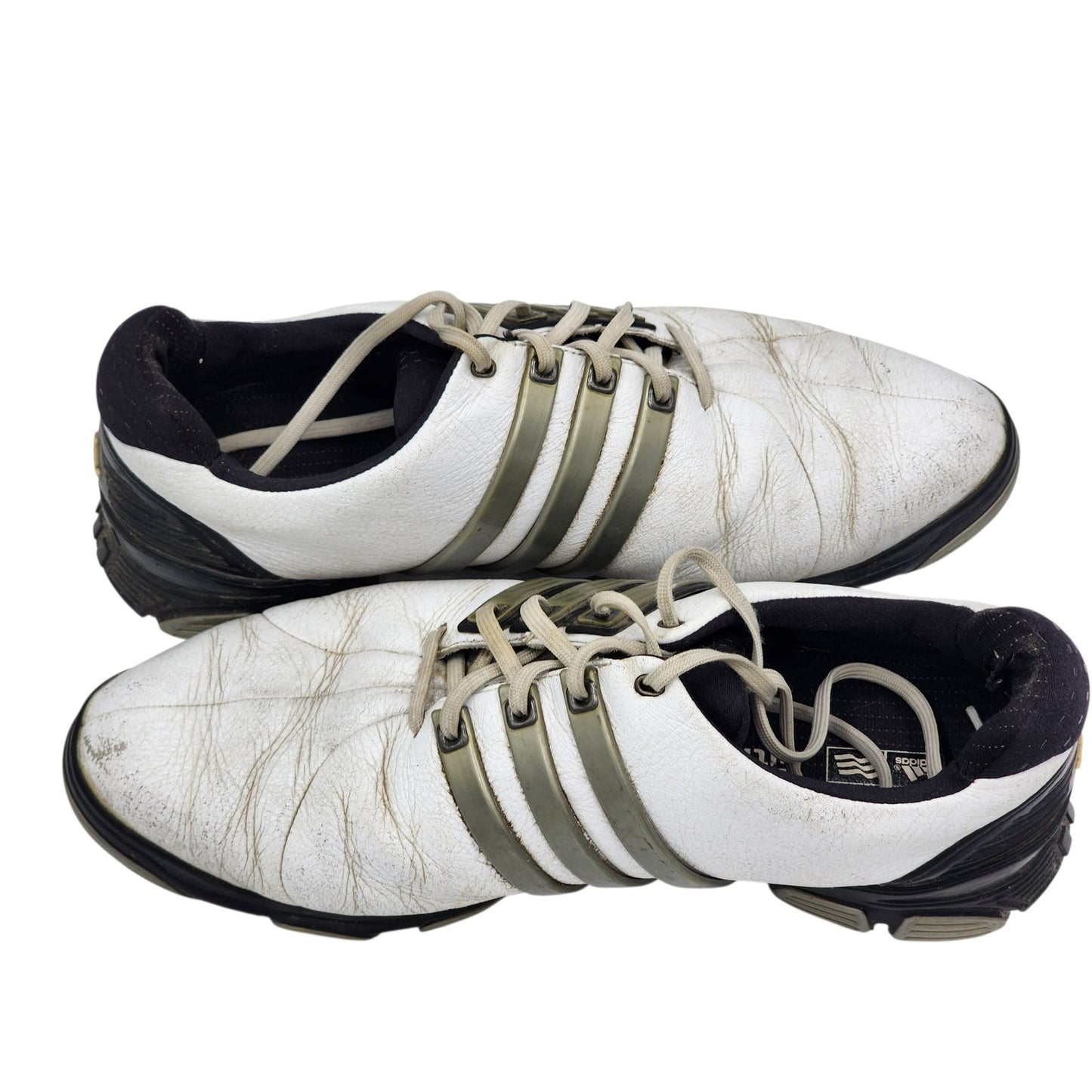 Adidas Golf Shoes Tour360 Mens 9 White Leather FitFOAM Climaproof Spiked 791003