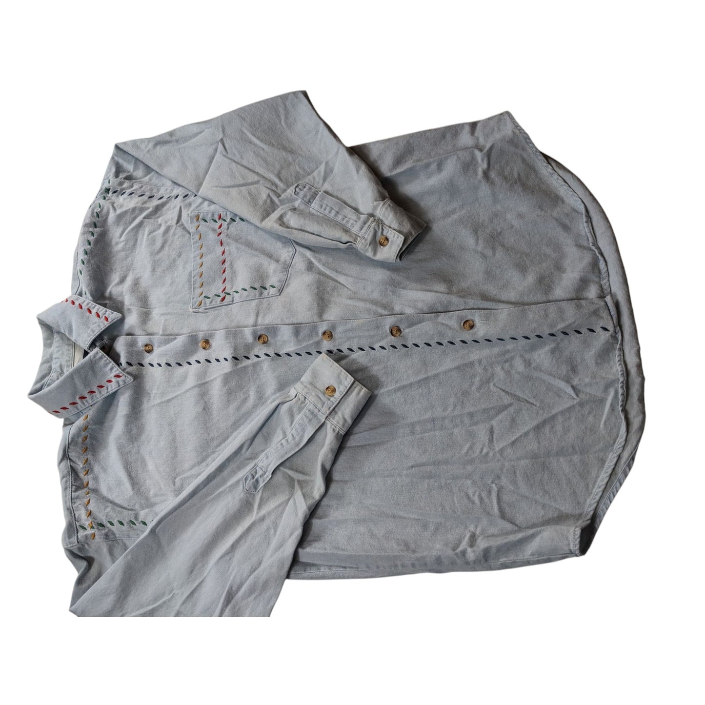 Vintage Solutions Denim Style Shirt Women Medium Embroidered Button Boho Western