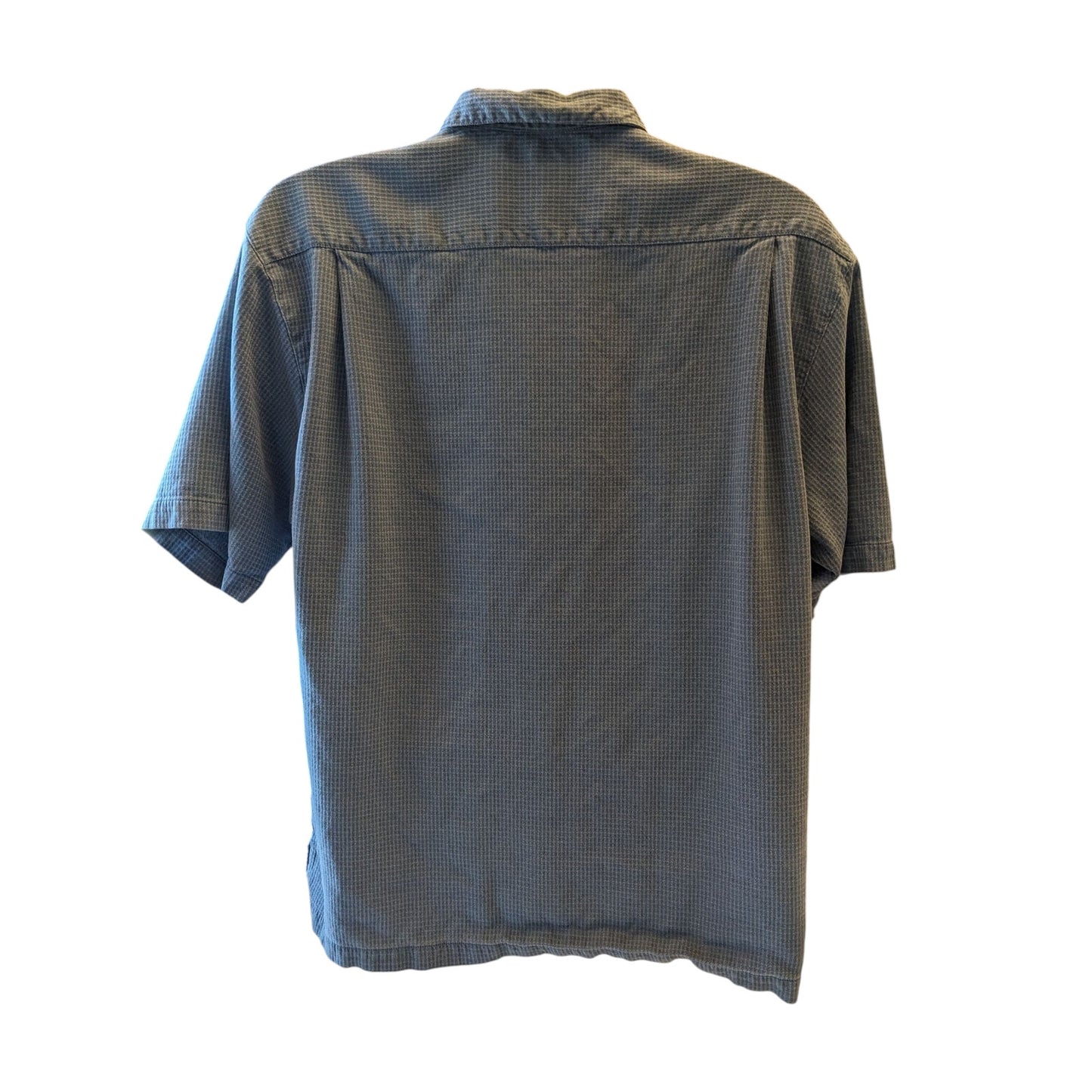 Tommy Bahama Mens Large Short Sleeve Shirt Blue Button Front Cotton Camp Collar