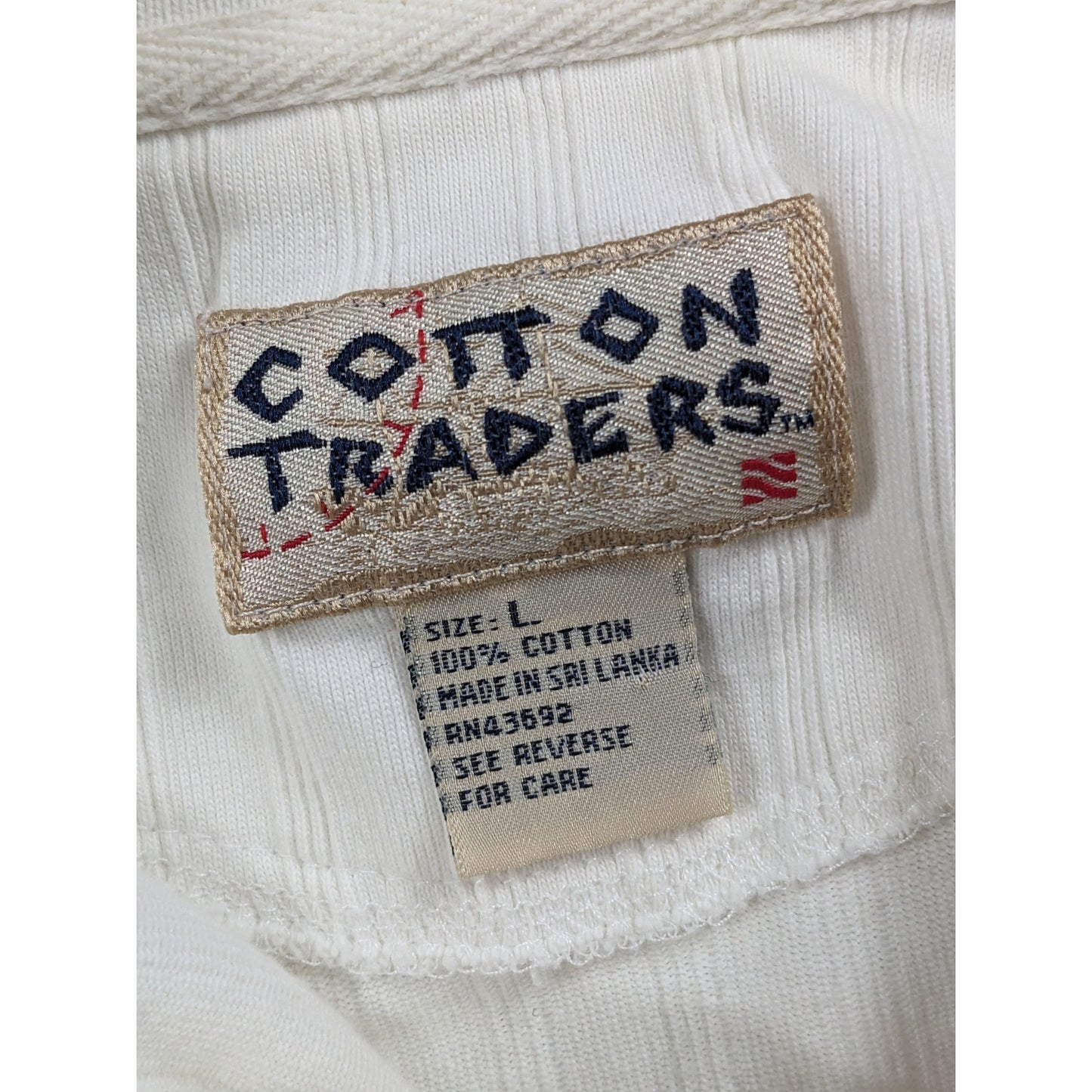 Vintage Cotton Traders Polo Shirt Mens Large White Embroidered Golfer 90s Retro