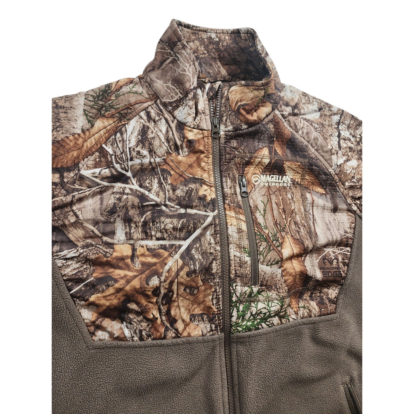 Magellan Outdoors Mens Large Realtree Edge Camo Zip Fleece Jacket Hunting Hiking