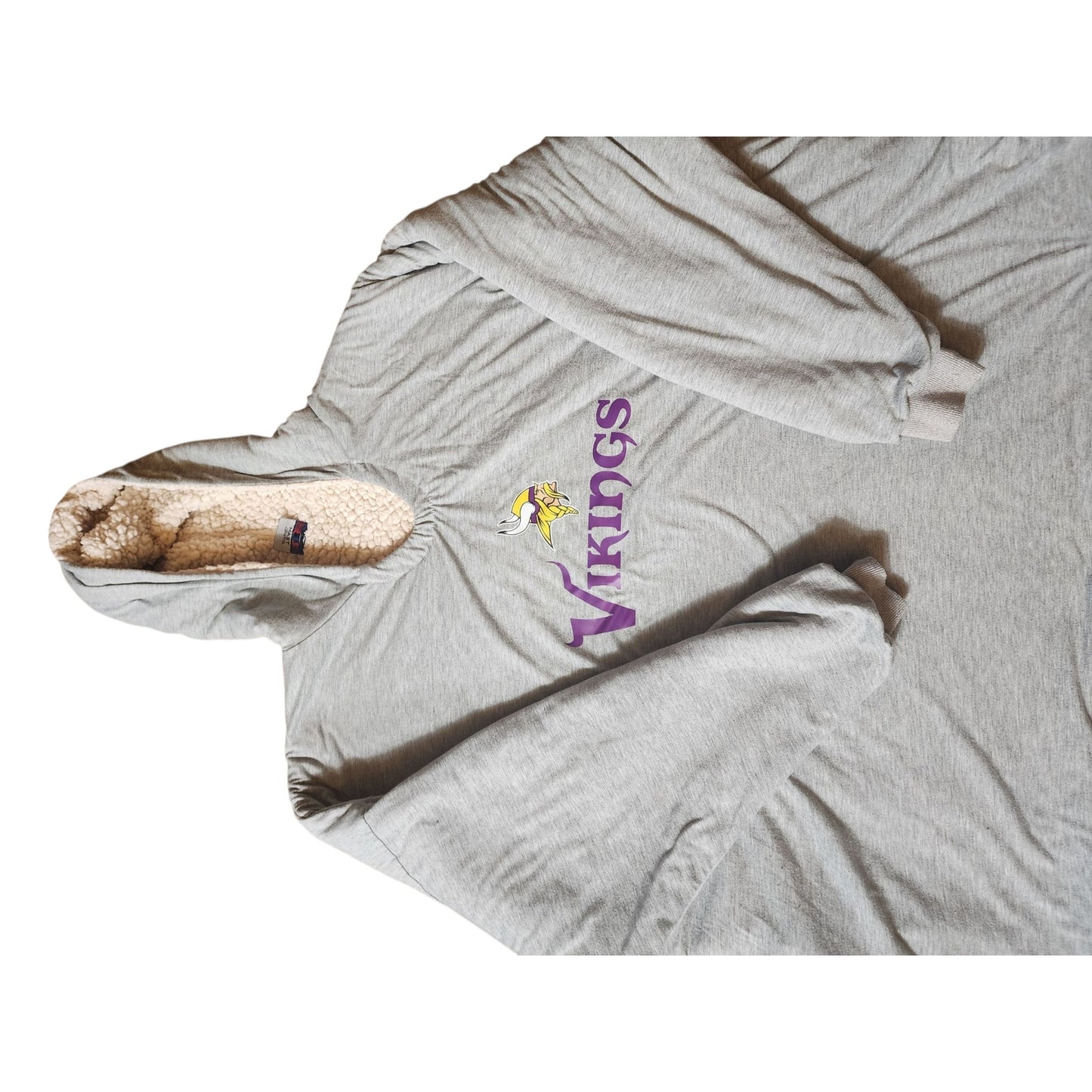 NFL Minnesota Viking Oversized Sherpa Lined Hoodie Blanket Adult Sweatshirt Cozy