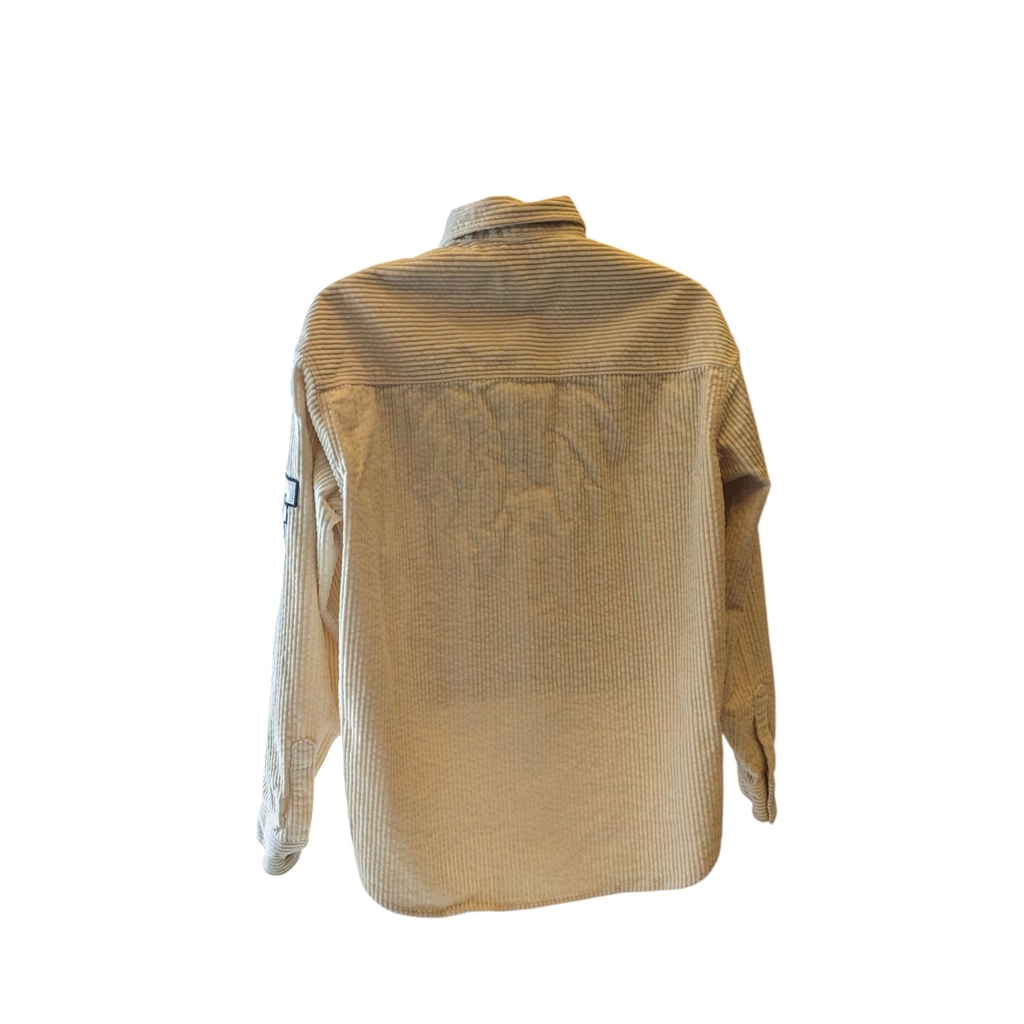 H&M Varsity Corduroy Shirt Jacket Mens Medium Snap Button Embroidered SF Tiger