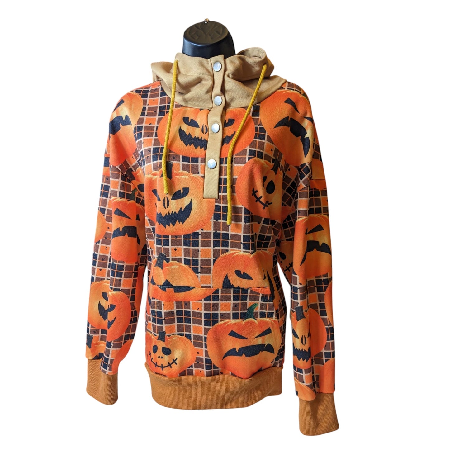 Misslook Halloween Hoodie Womens XL Pumpkin Jack O Lantern Pullover Sweatshirt