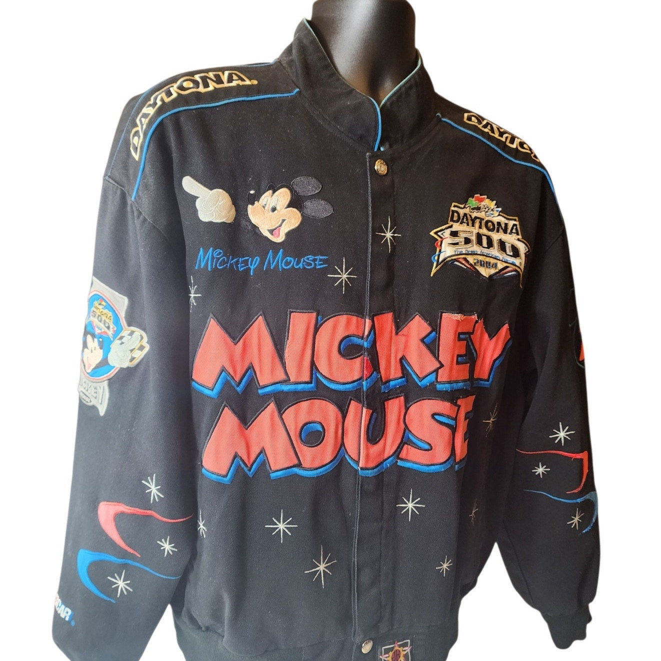 Disney Jeff Hamilton Jacket Mens Large Mickey Daytona NASCAR Embroidered Bomber