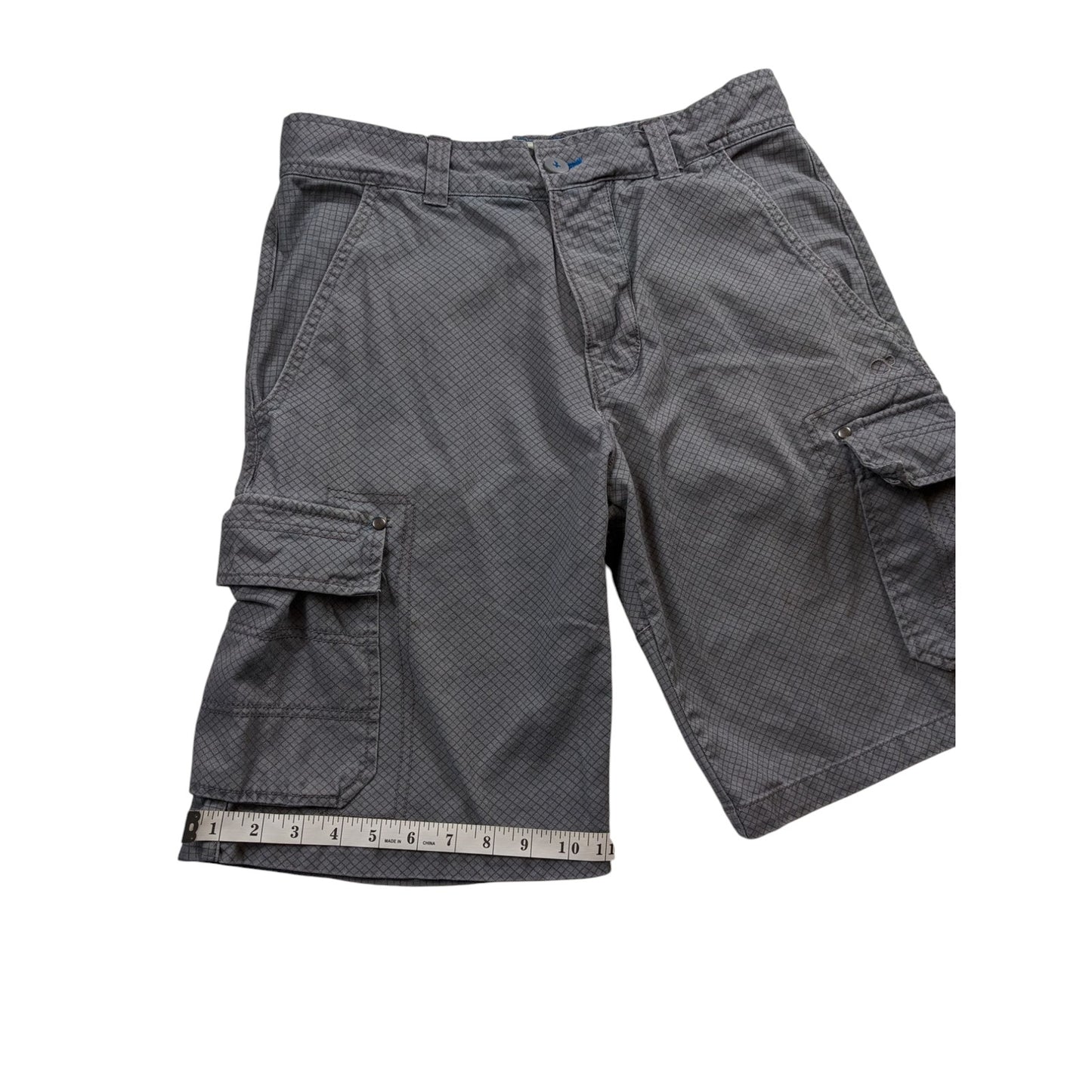 Ocean Pacific OP Mens 34 Cargo Shorts Utility Pockets Checkered Grid Pattern