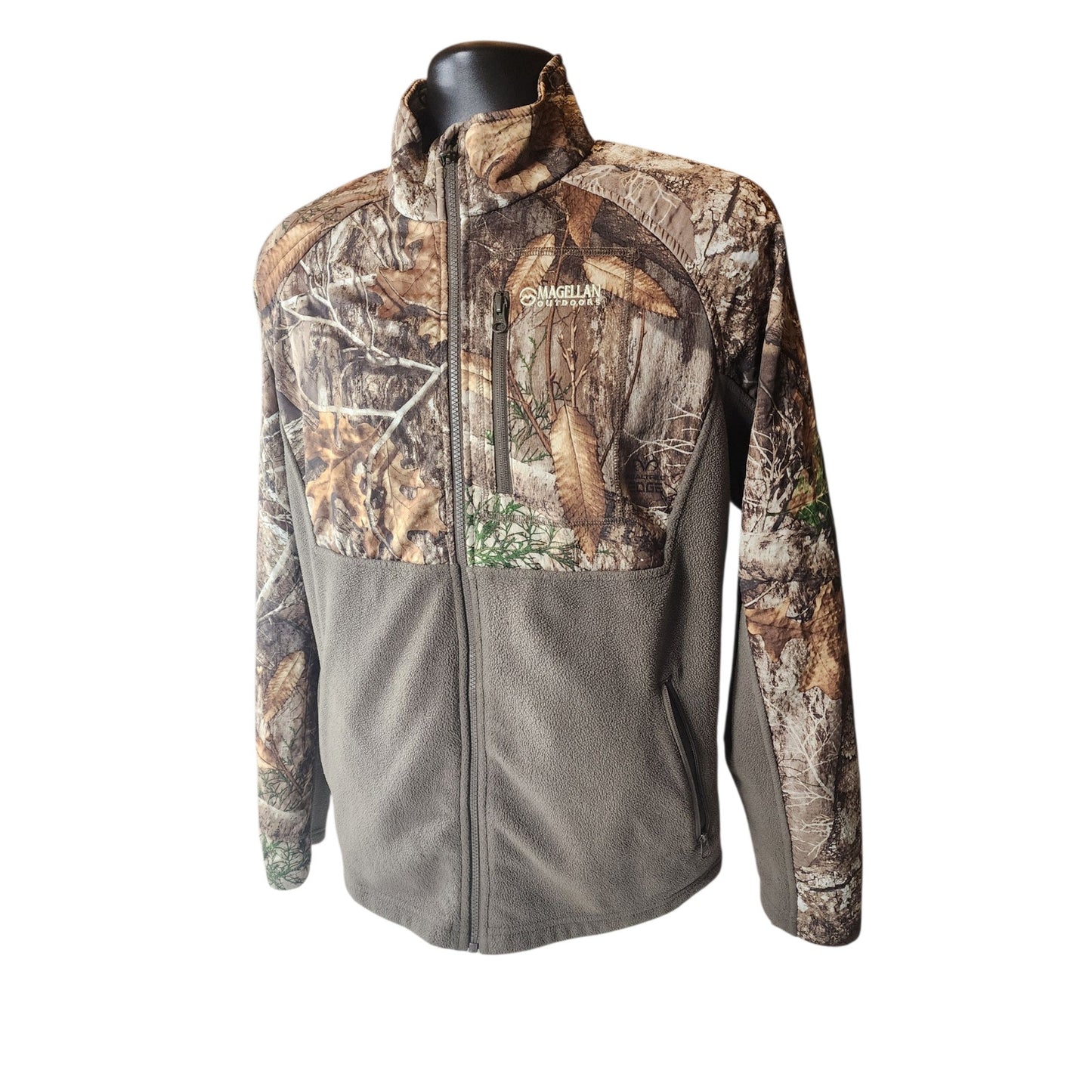 Magellan Outdoors Mens Large Realtree Edge Camo Zip Fleece Jacket Hunting Hiking