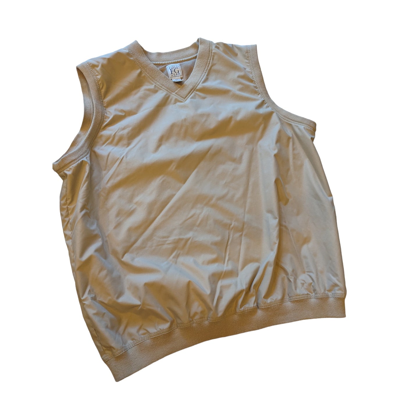 Vintage Field Gear Vest Men XLT Beige Sleeveless Windbreaker Hiking Golf Hunting