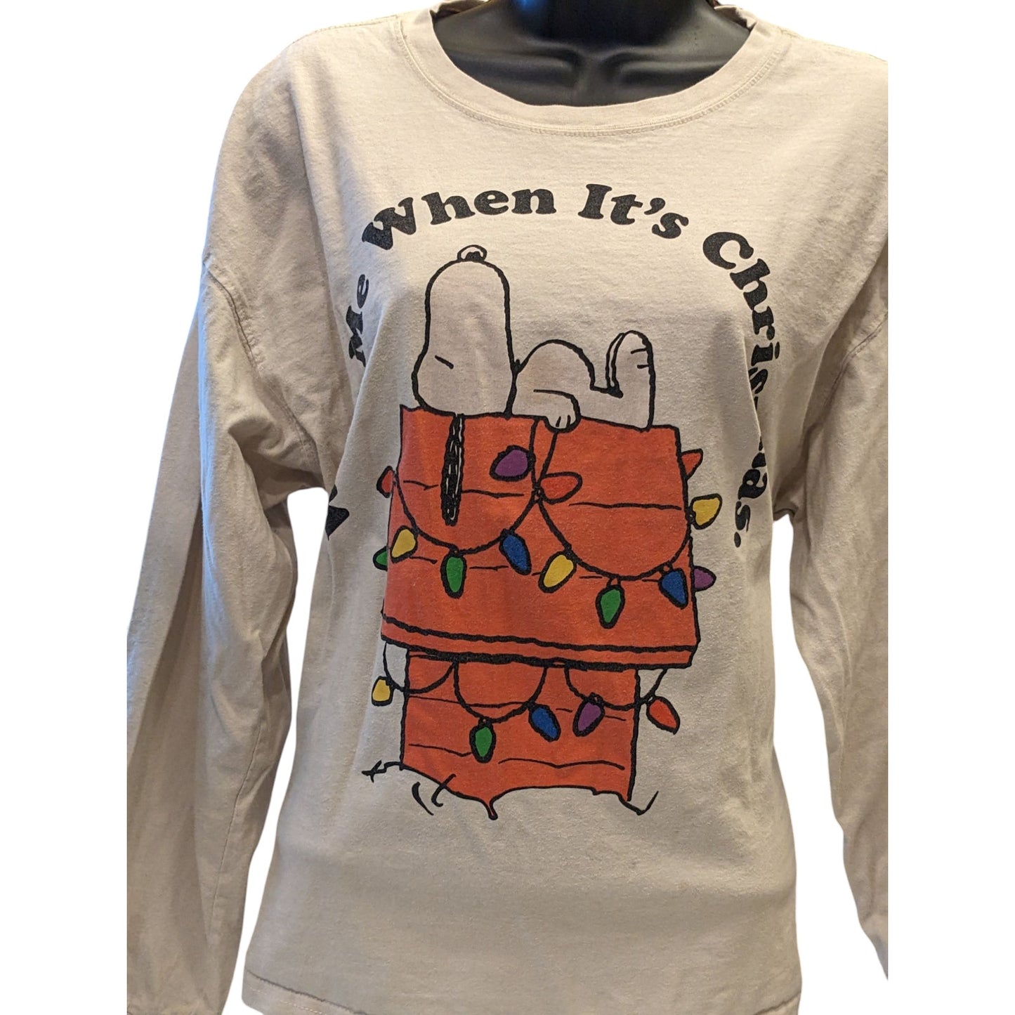 Peanuts Snoopy Christmas Shirt Large Long Sleeve Holiday Doghouse Graphic Tee