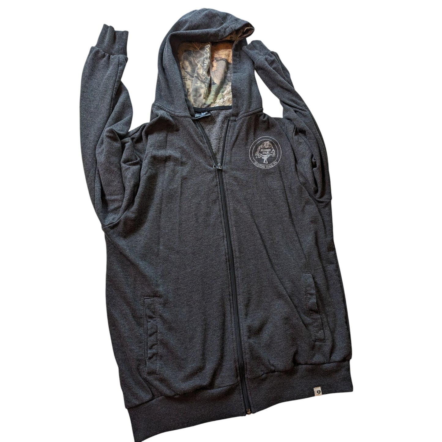 Mossy Oak Hoodie Men Large Camo Zip Outdoor Pullover Jacket Hiking Sweatshirt