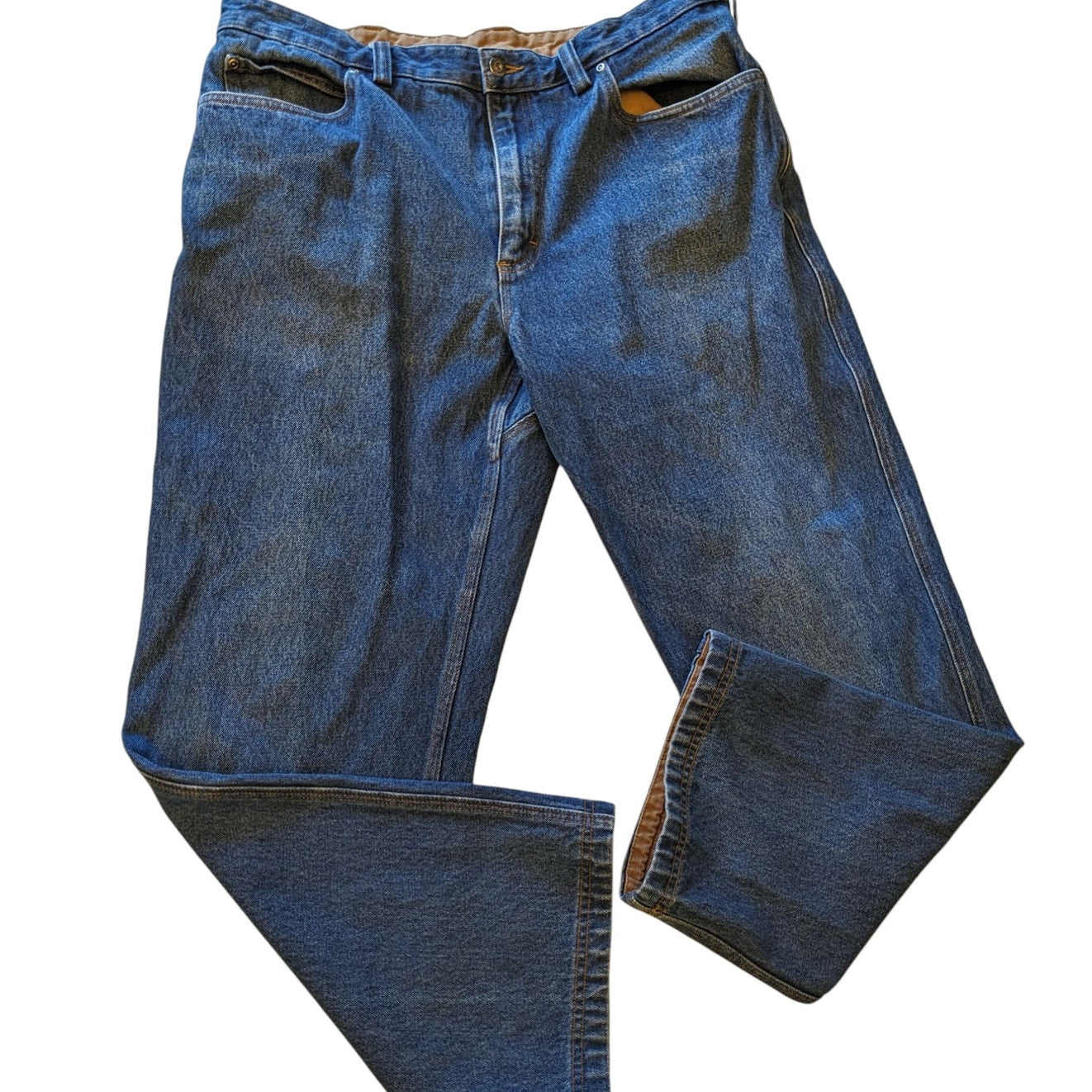 Duluth Trading Jeans Men 38x30 Blue Denim Workwear Pant Durable Rugged Carpenter