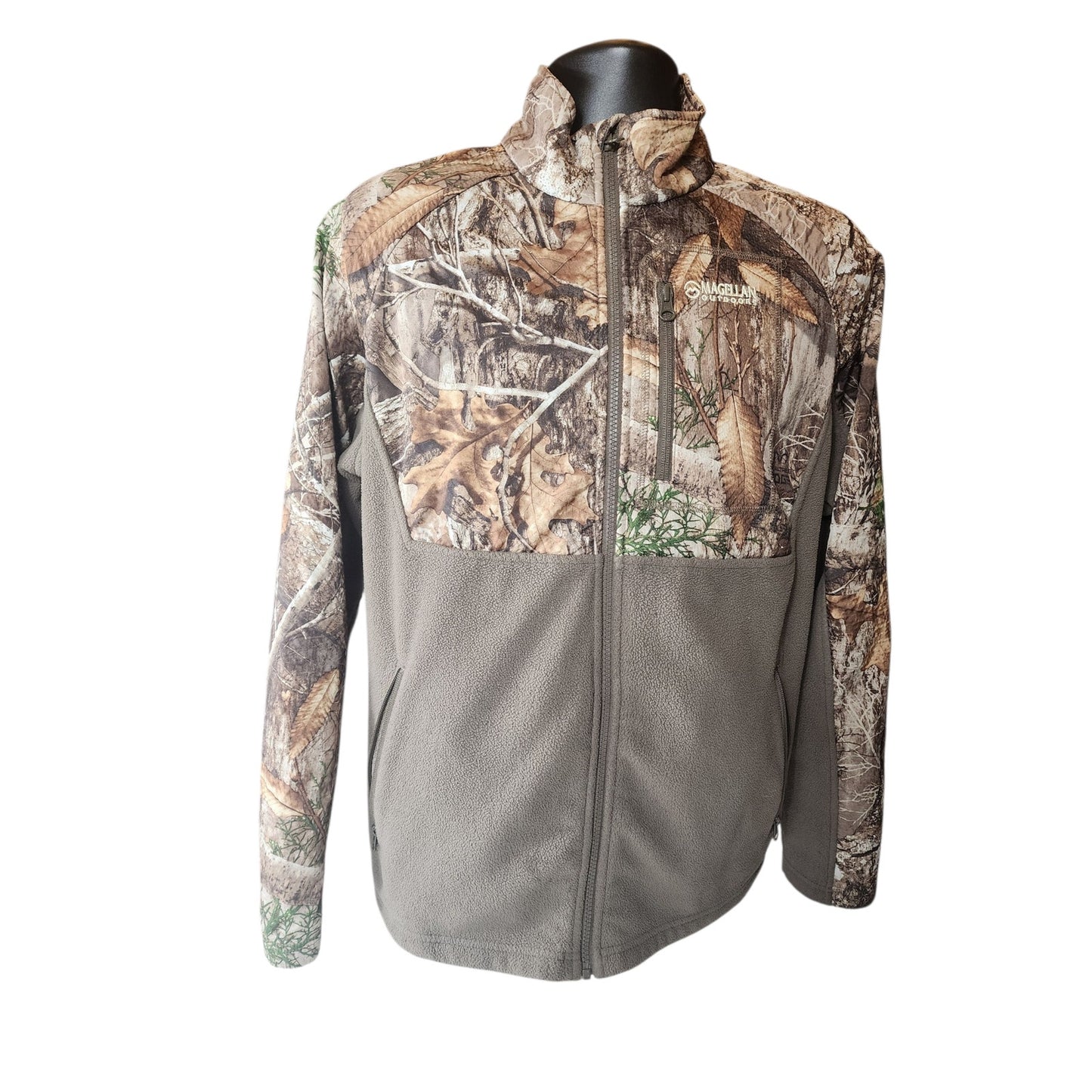 Magellan Outdoors Mens Large Realtree Edge Camo Zip Fleece Jacket Hunting Hiking