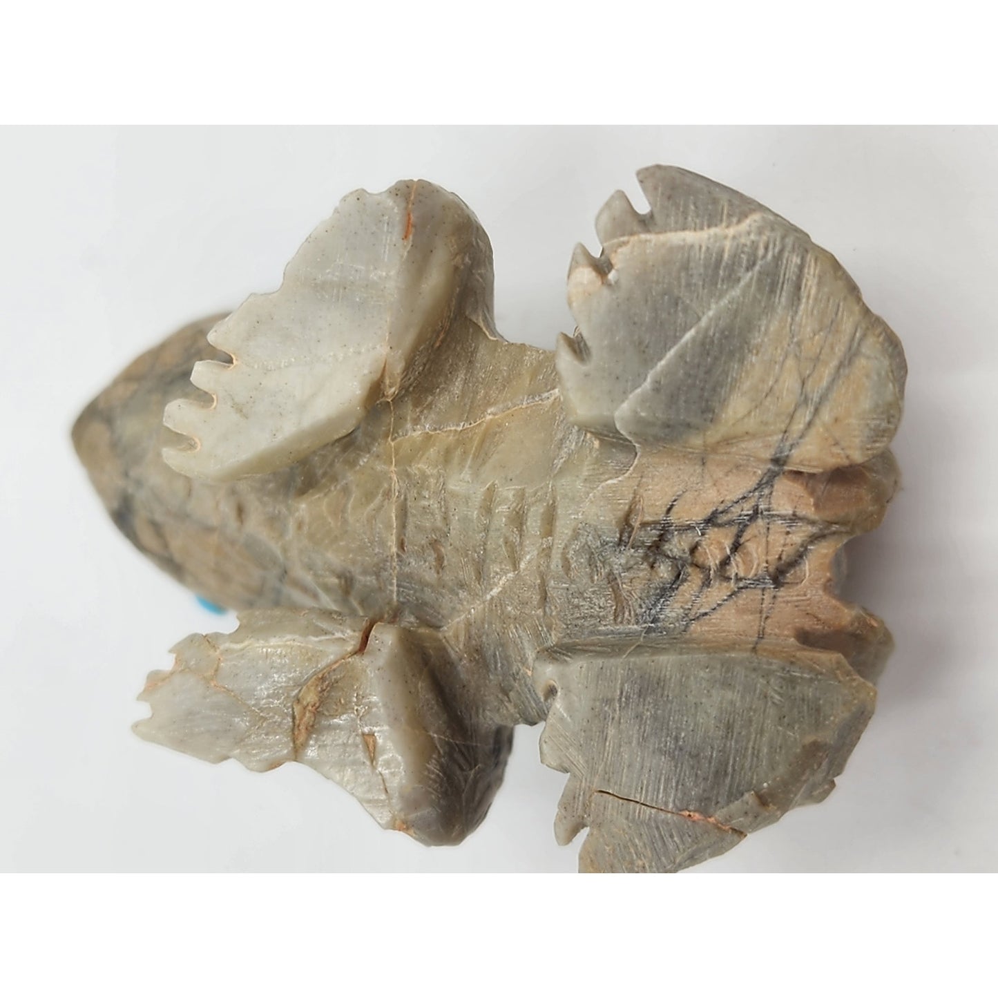 Native American Zuni Frog Fetish Picasso Marble Carving Turquoise Inlay Totem