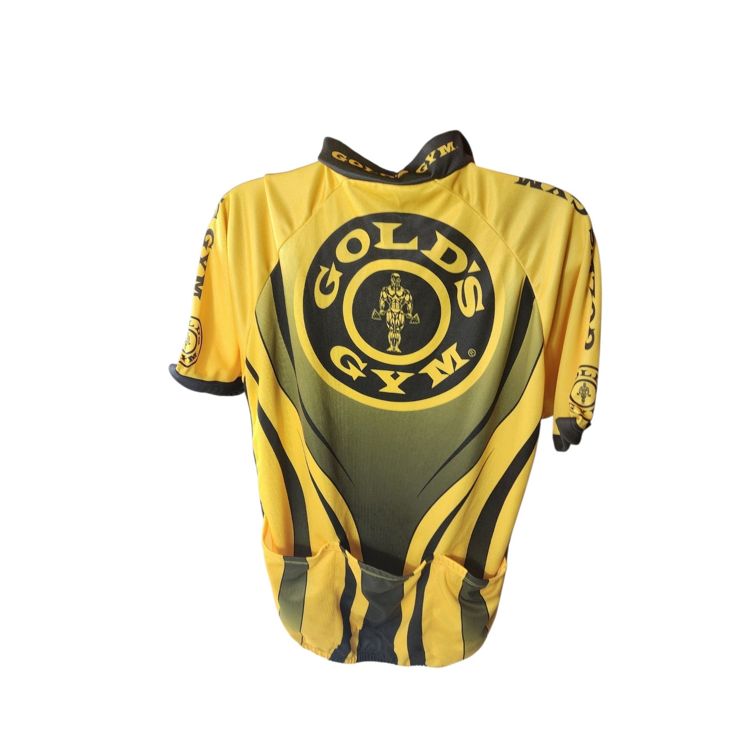 Golds Gym Cycling Jersey Mens Large Half Zip Short Sleeve Fitness Bodybuilding