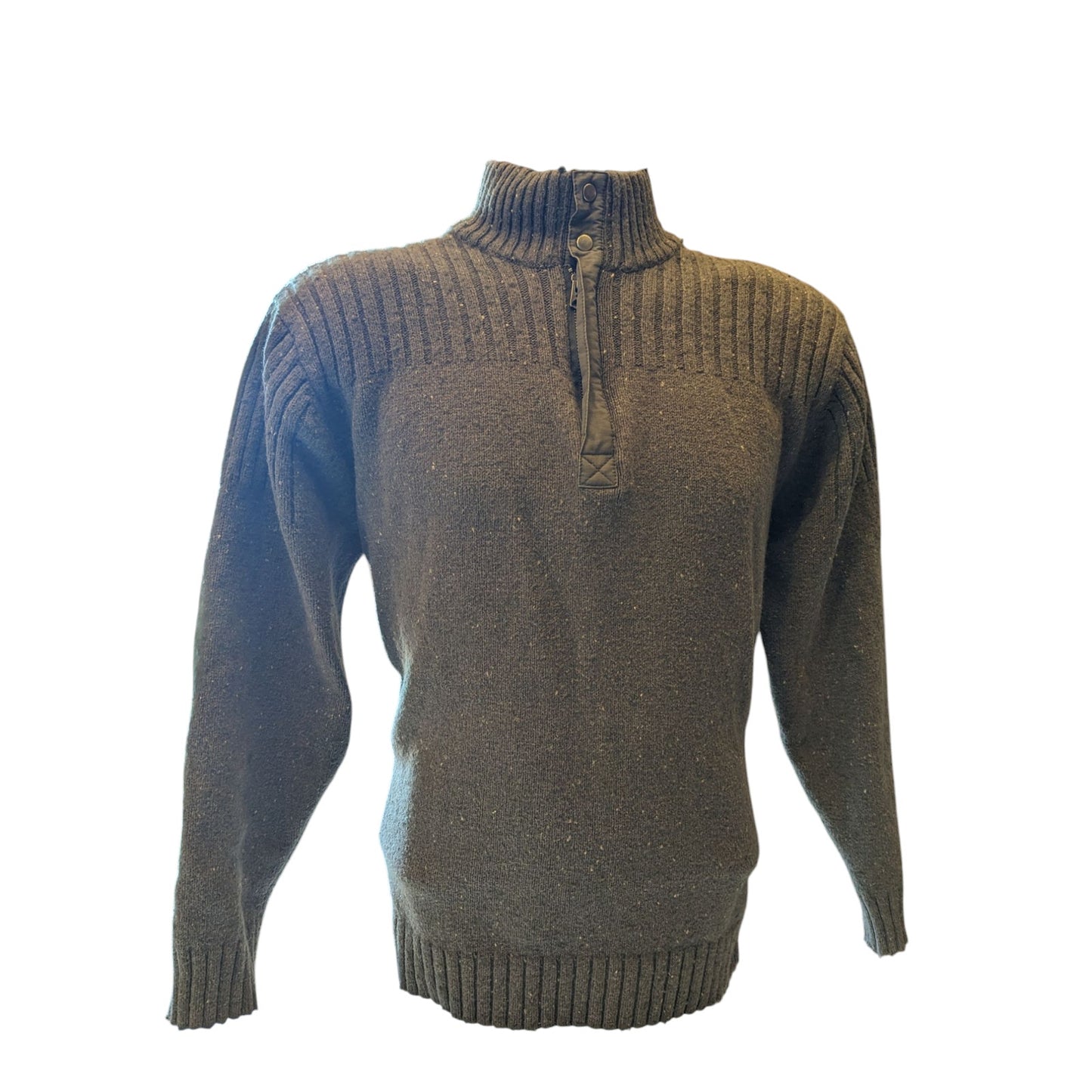 Columbia Sweater Mens Medium XCO Quarter Snap Gray Wool Blend Pullover Mock Neck