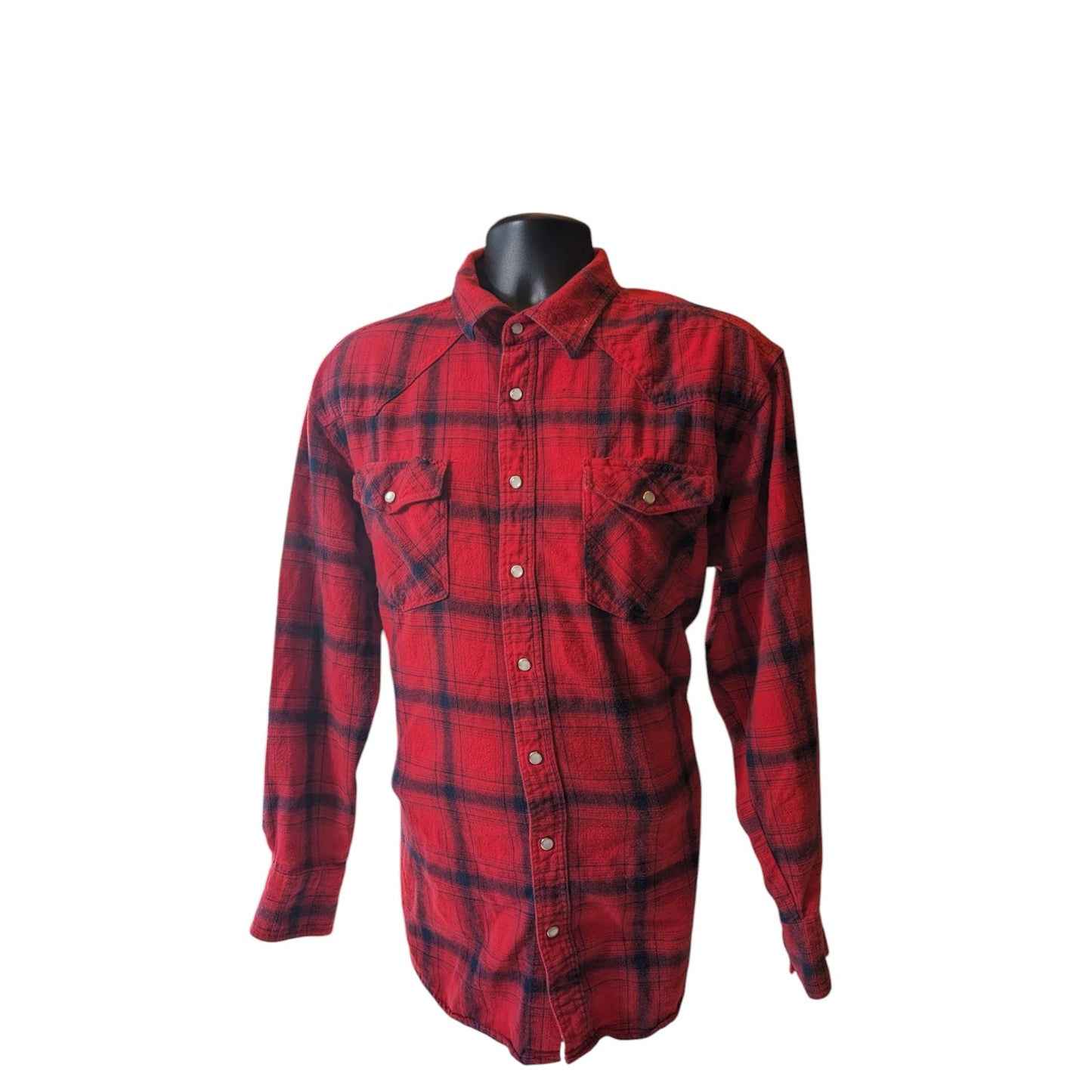 Roper Shirt Men XL Red Plaid Flannel Long Sleeve Western Snap Cowboy Rodeo Ranch