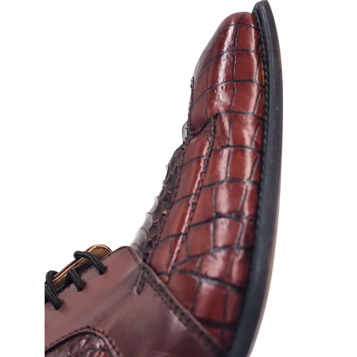 Stacy Adams Shoes Genuine Snake Leather Mens 9M Dress Brown Oxford Square Toe