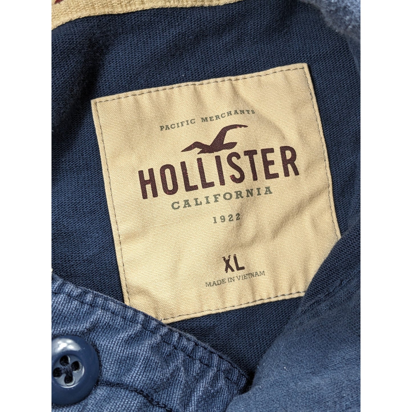 Hollister Henley Sweatshirt Mens XL Hooded Pullover Surf Patch Fleece San Diego