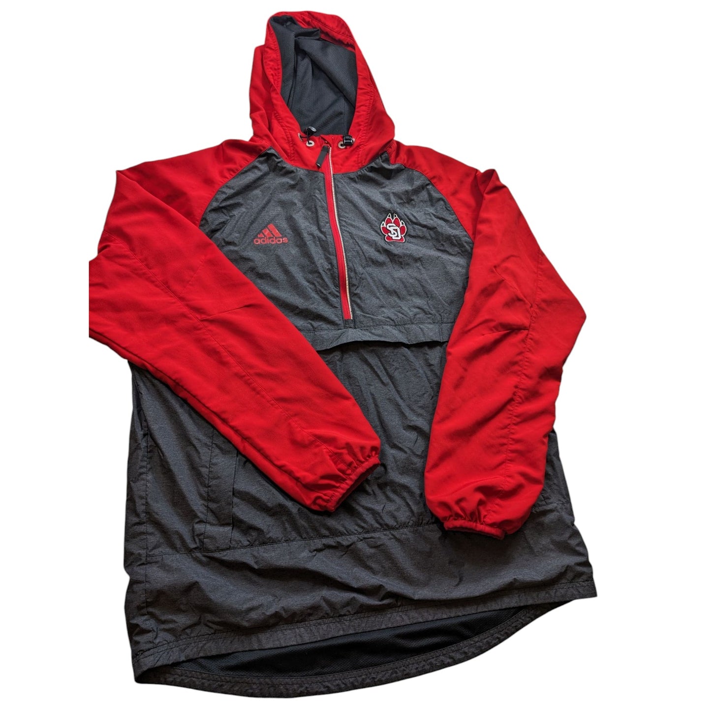 Adidas Windbreaker Hoodie Mens Large South Dakota Coyotes Pullover Jacket Team