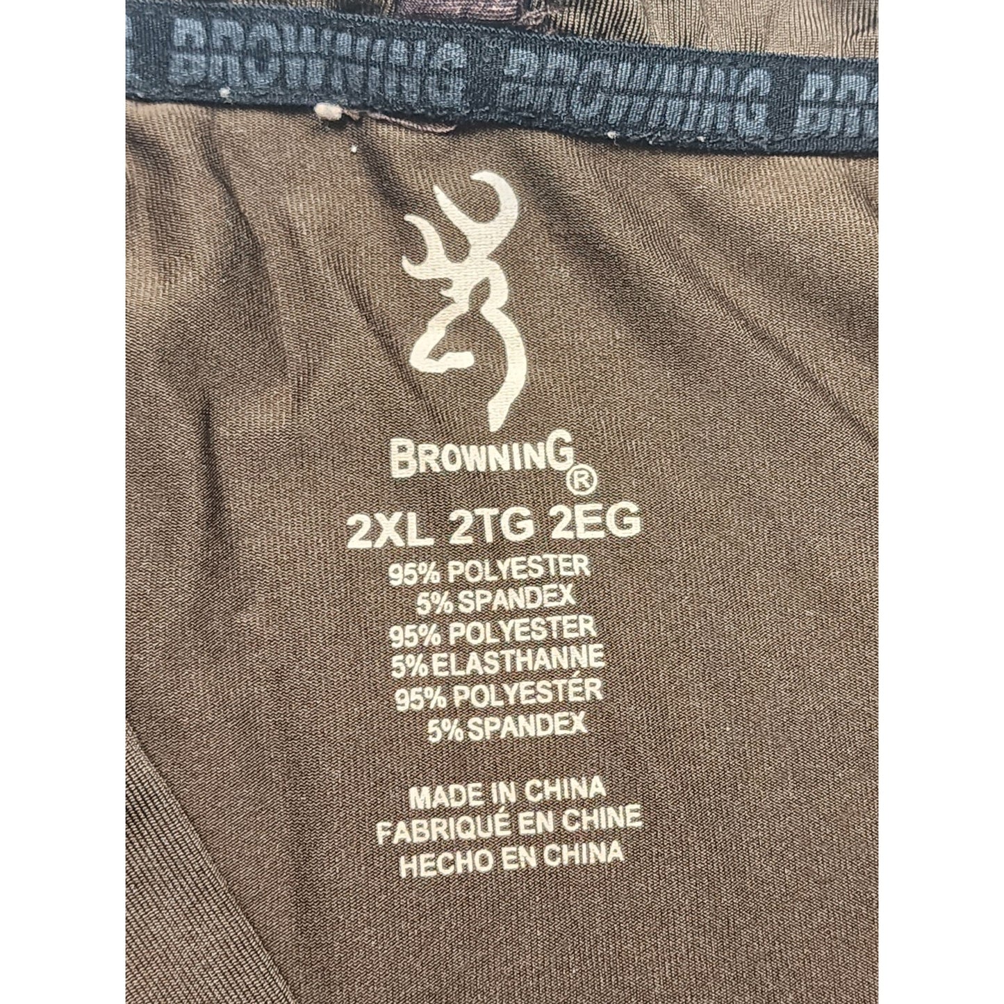 Browning Polo Shirt Mens 2XL Brown Performance Hunting Logo Camo Accents Short