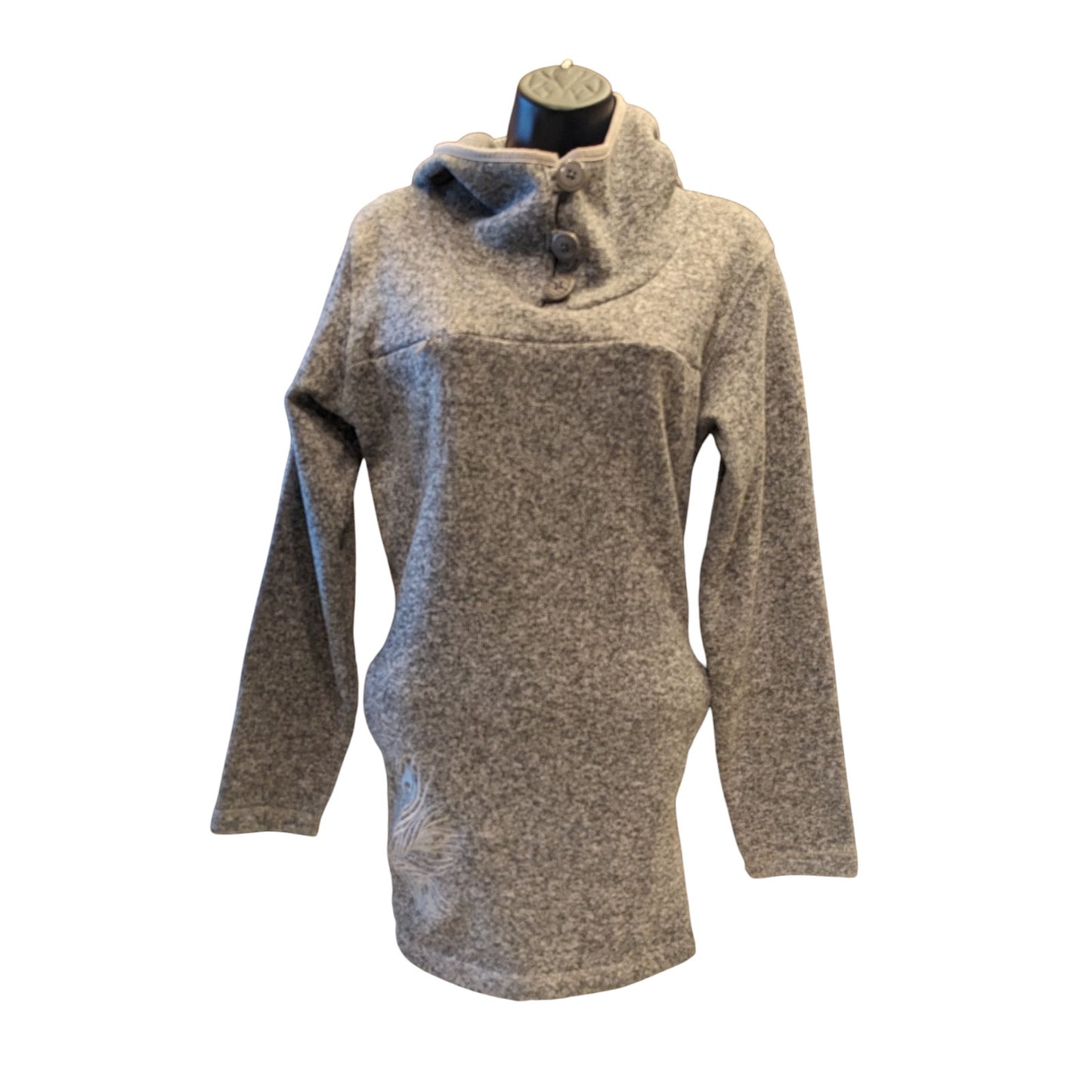 Cabelas Hoodie Tunic Sweater Womens Medium Funnel Neck Pullover Embroidered Cozy