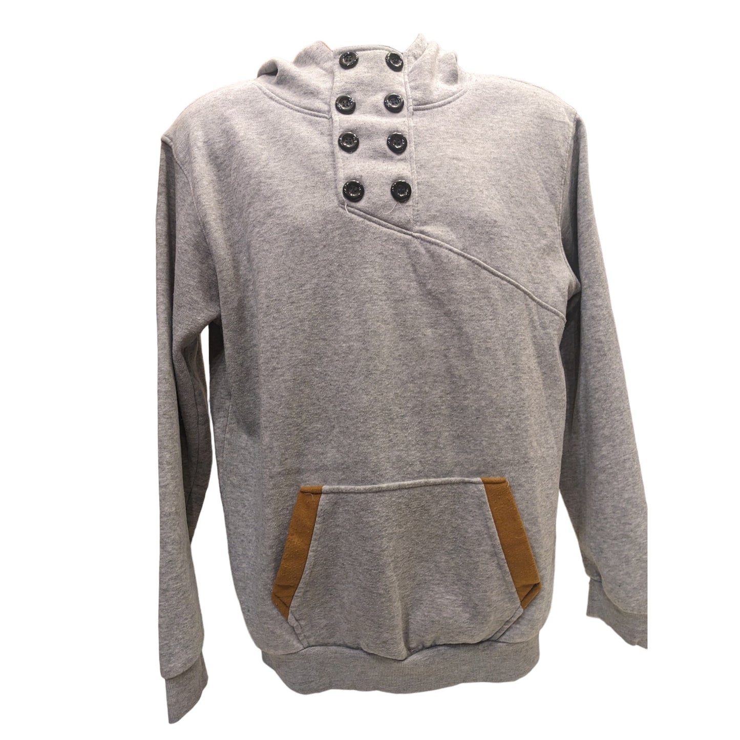 SPOP Hoodie Sweatshirt Womens XXL Pullover Buttons Gray Brown Athleisure Urban