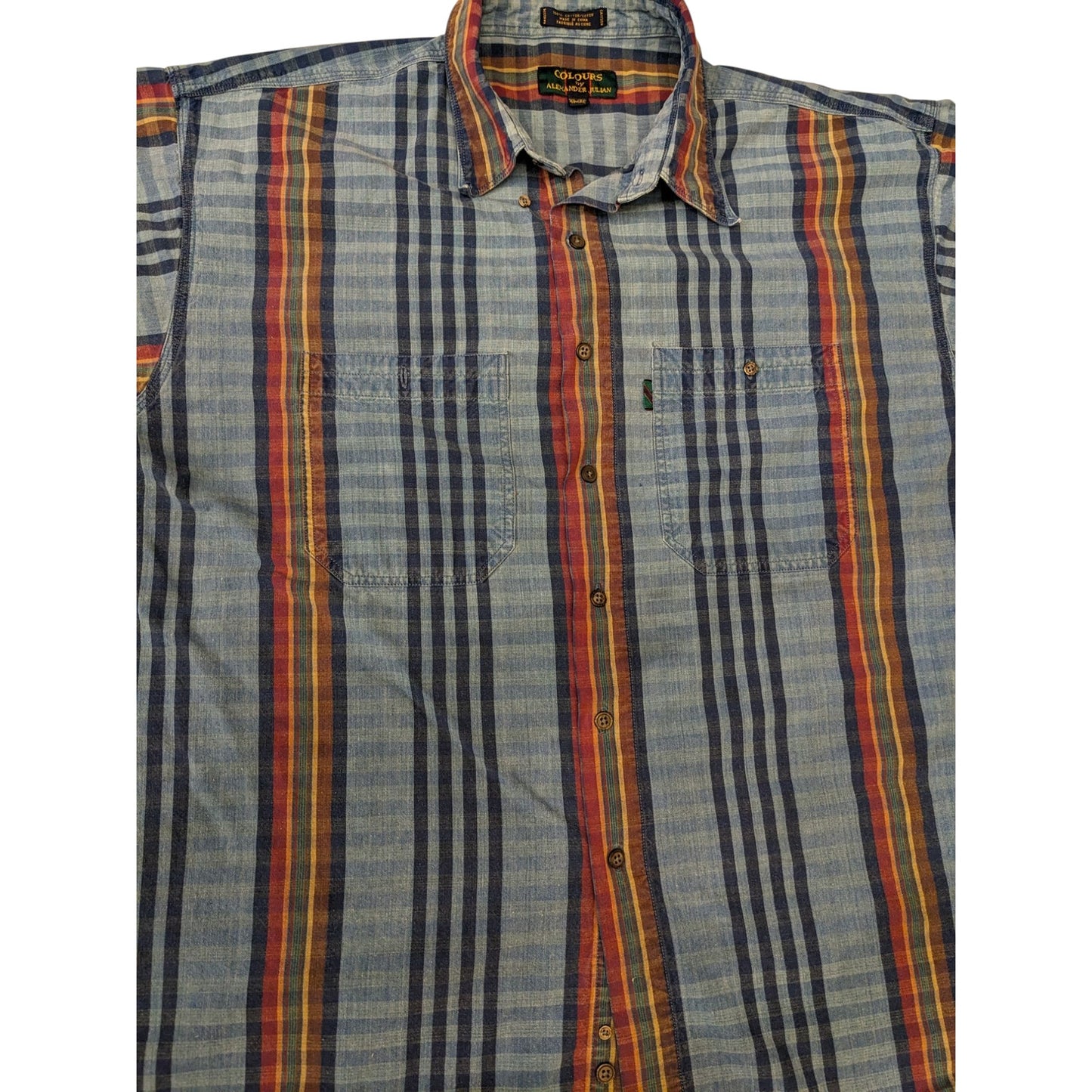 Colours by Alexander Julian Shirt Mens XL Plaid Cotton Long Sleeve Vintage Style