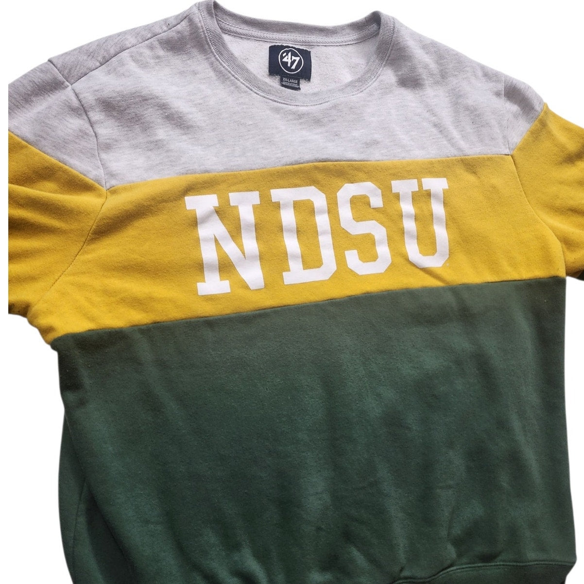 47 Brand NDSU Crewneck Sweatshirt Mens XXL North Dakota State Bison Colorblock