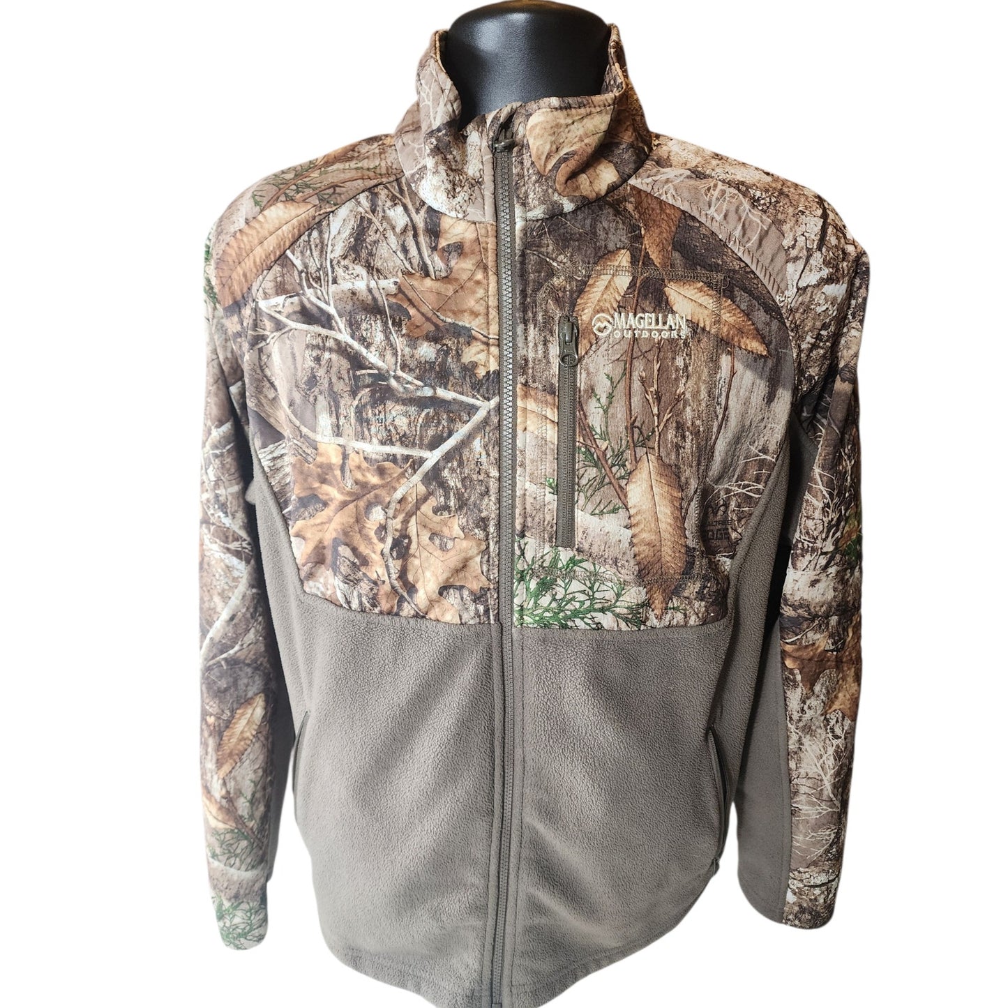 Magellan Outdoors Mens Large Realtree Edge Camo Zip Fleece Jacket Hunting Hiking