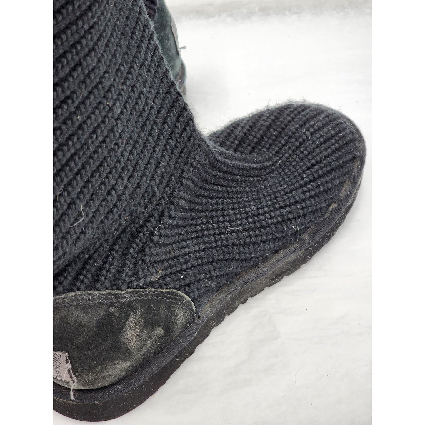 Ugg Classic Cardy Boots Womens Knitted Size 8 Black 5819 Mid Calf To Tall Sock