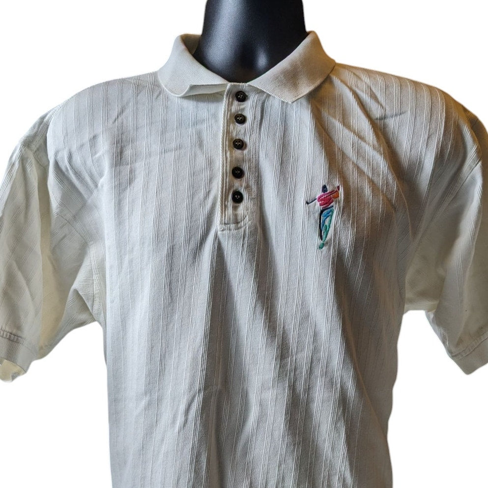 Vintage Cotton Traders Polo Shirt Mens Large White Embroidered Golfer 90s Retro