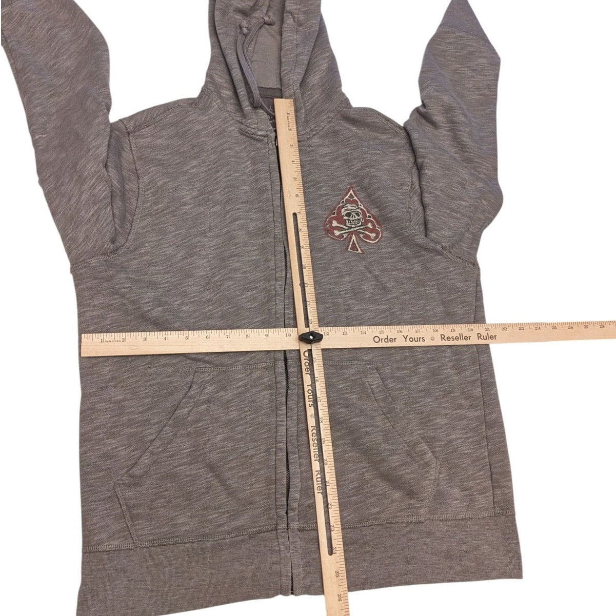 Lucky Brand Hoodie Women Large Men Medium Skull Spade California Sweatshirt