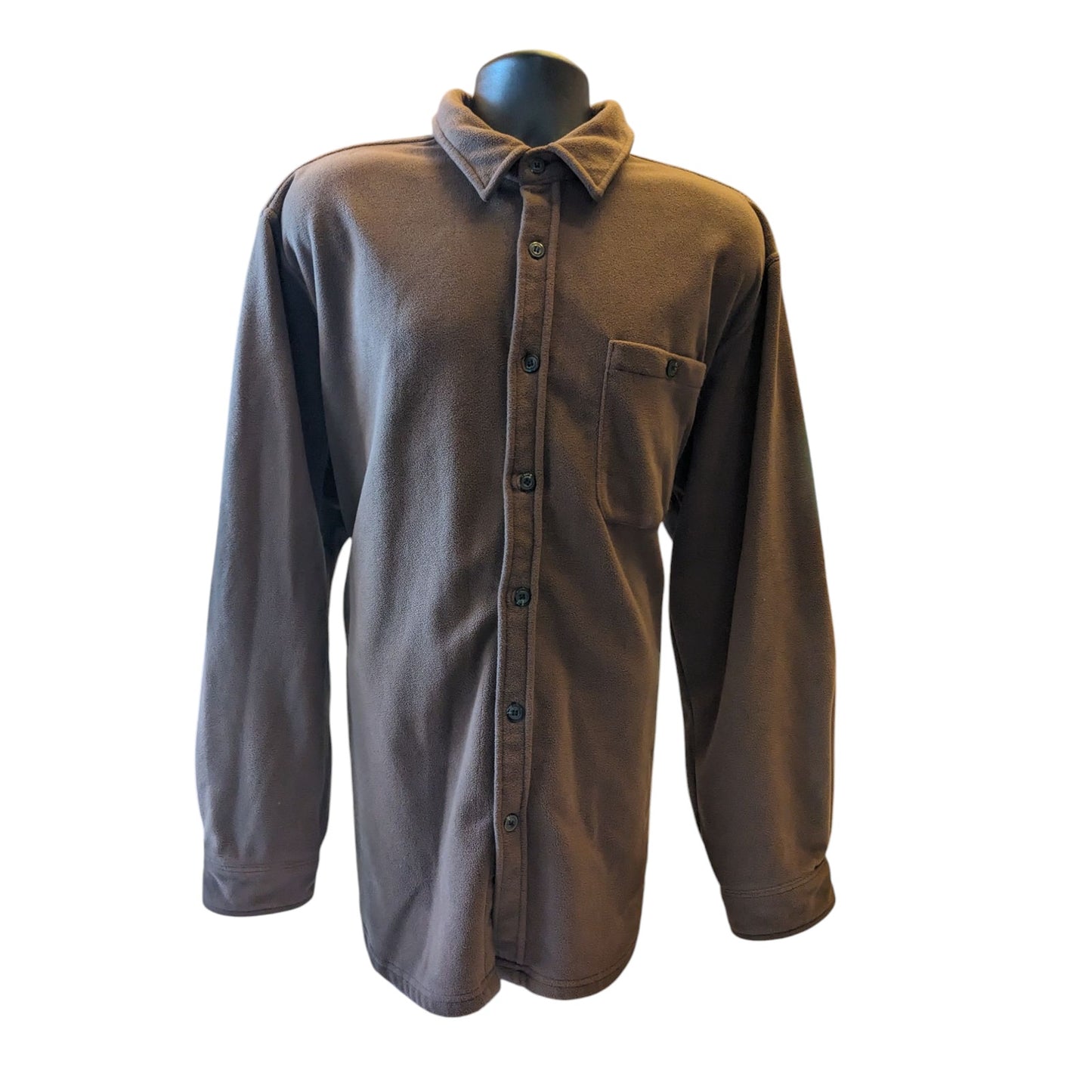 Route 66 Shirt Mens XL Brown Fleece Button Up Long Sleeve Jacket Overshirt Layer