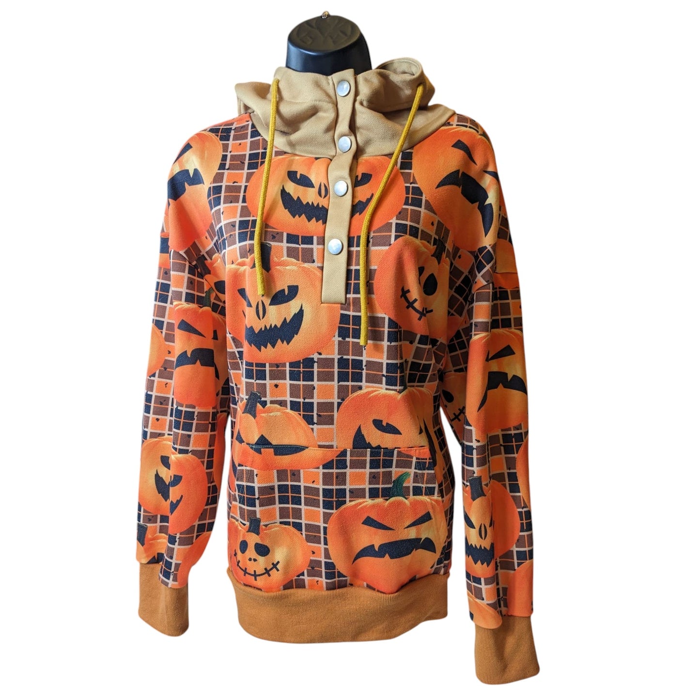 Misslook Halloween Hoodie Womens XL Pumpkin Jack O Lantern Pullover Sweatshirt
