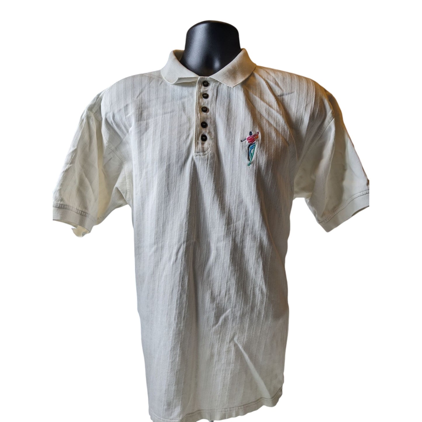 Vintage Cotton Traders Polo Shirt Mens Large White Embroidered Golfer 90s Retro