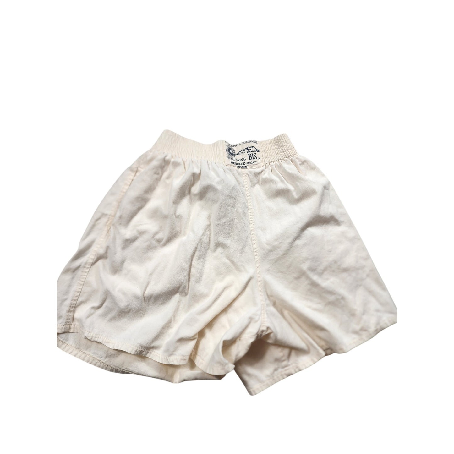 Gene Ewing BIS California Sunwash Wrinkled Rich Denim Shorts Small High Rise USA