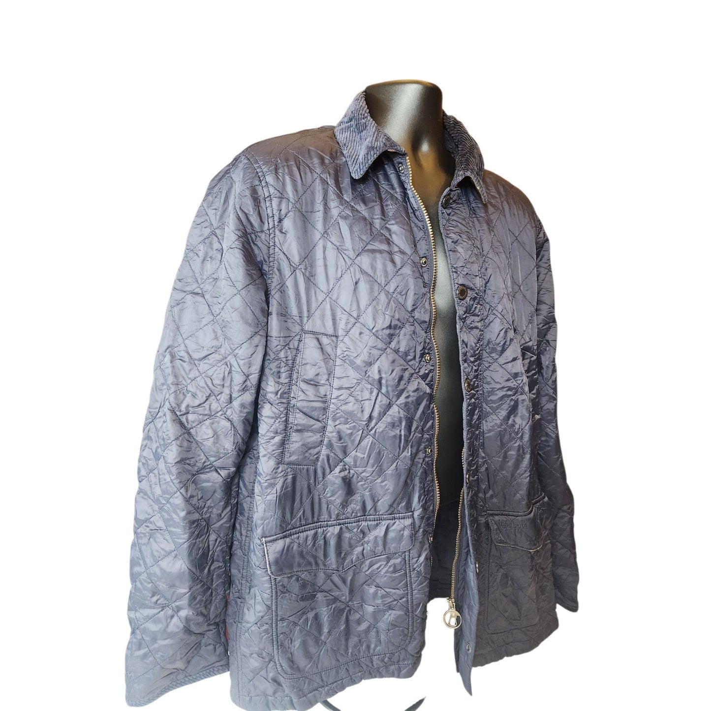 Barbour Jacket Mens Large Quilted Classic Tartan Snap Country Heritage British