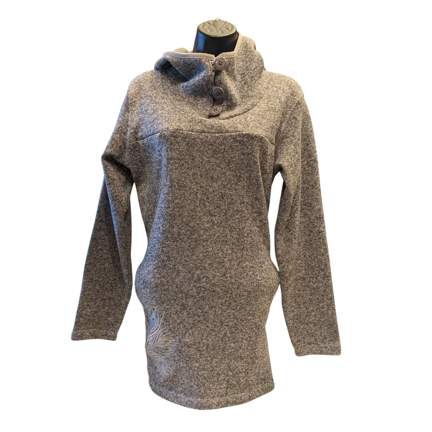 Cabelas Hoodie Tunic Sweater Womens Medium Funnel Neck Pullover Embroidered Cozy