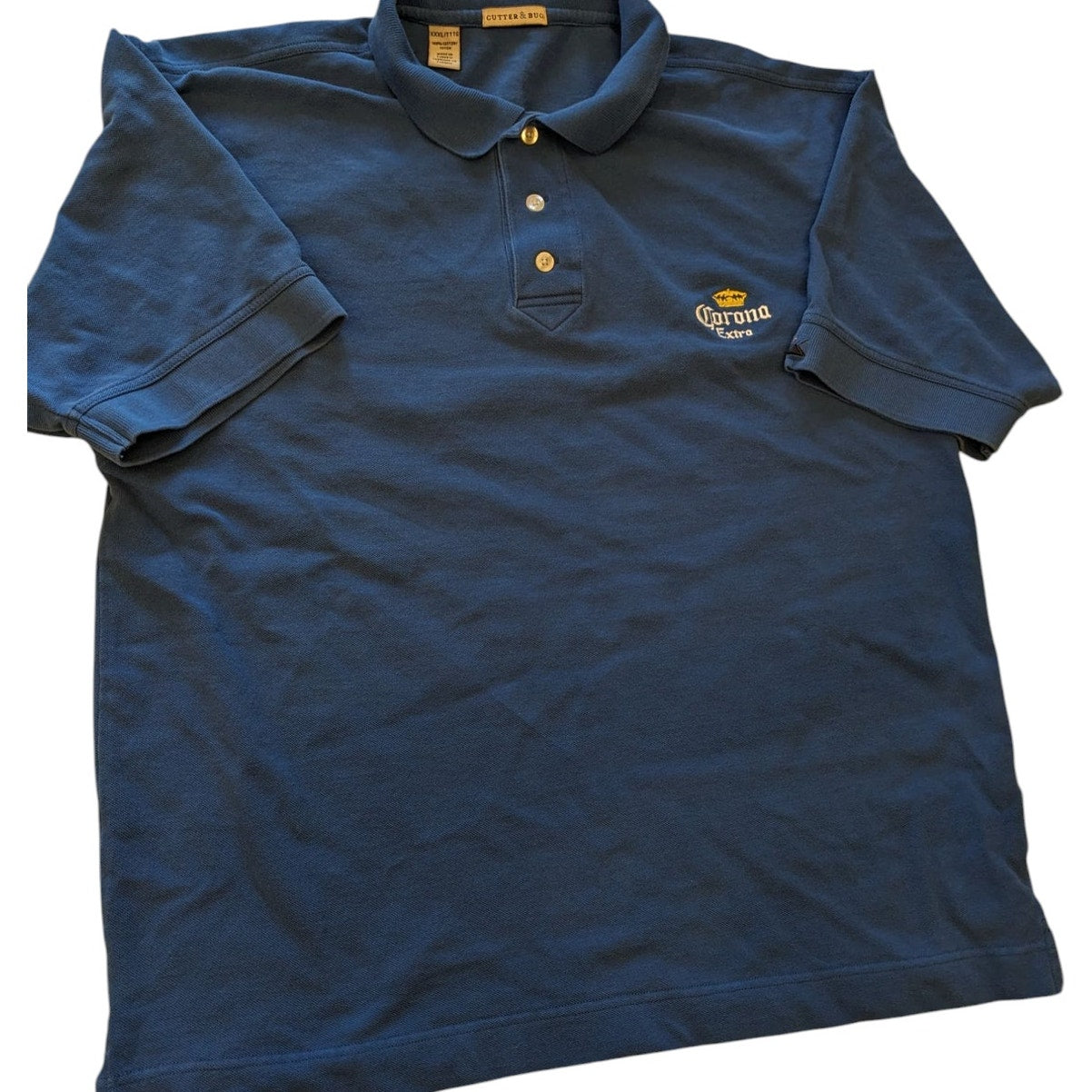 Cutter Buck Corona Extra Polo Shirt Mens XXXL 3XL Blue Cotton Short Sleeve Golf