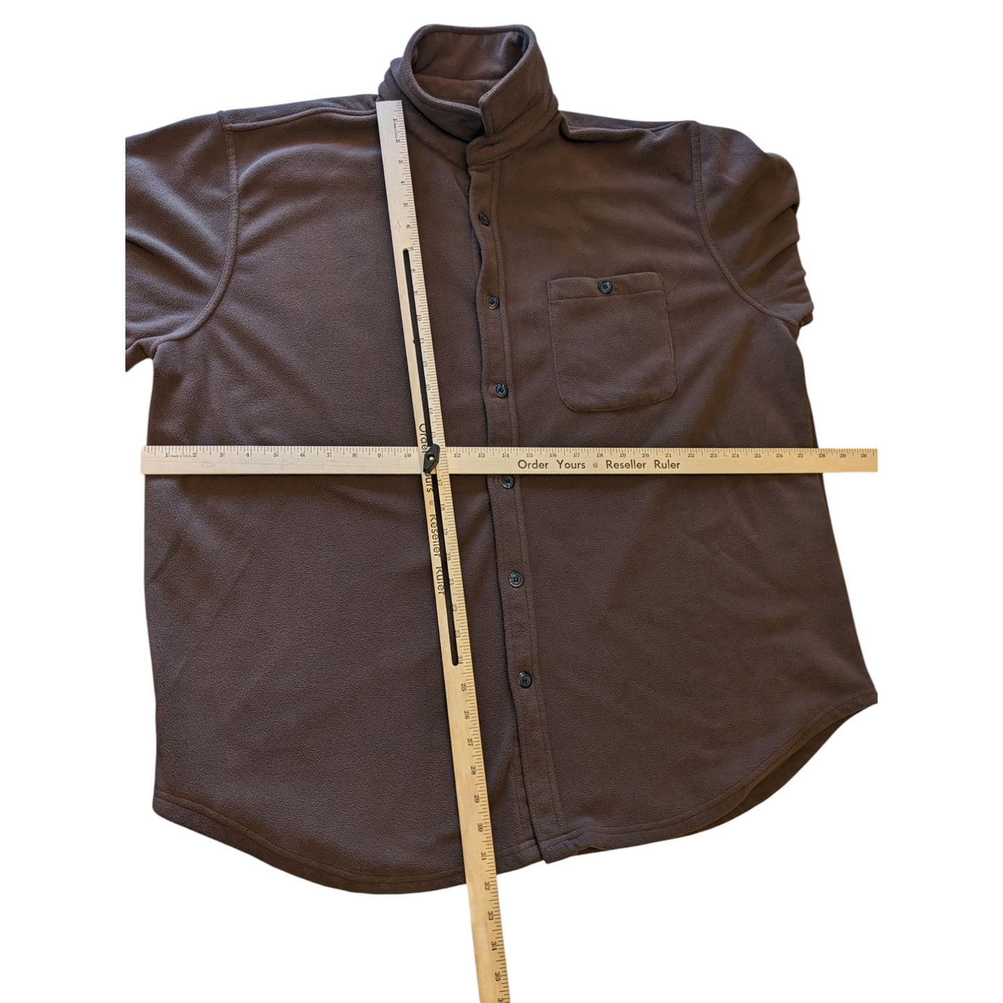 Route 66 Shirt Mens XL Brown Fleece Button Up Long Sleeve Jacket Overshirt Layer