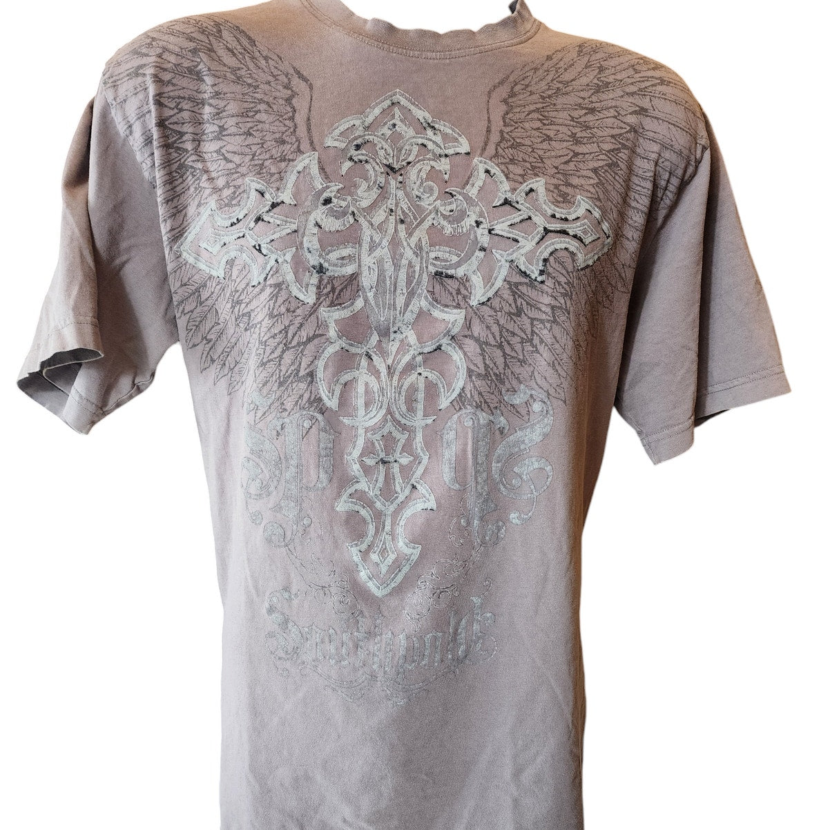 Southpole Shirt Premium Graphic Tee Mens Large Gothic Cross Angel Wings Grunge