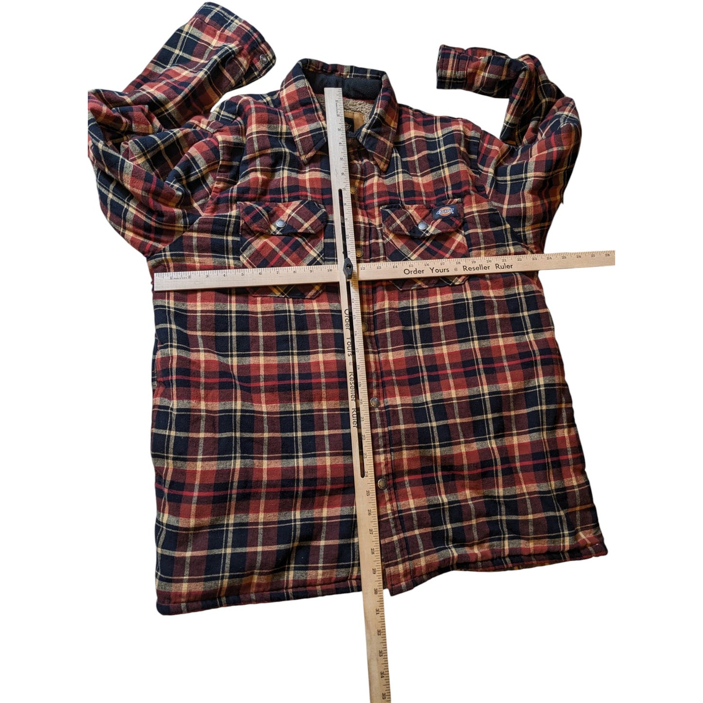 Dickies Sherpa Lined Flannel Jacket Mens XL Plaid Snap Warm Heavyweight Workwear