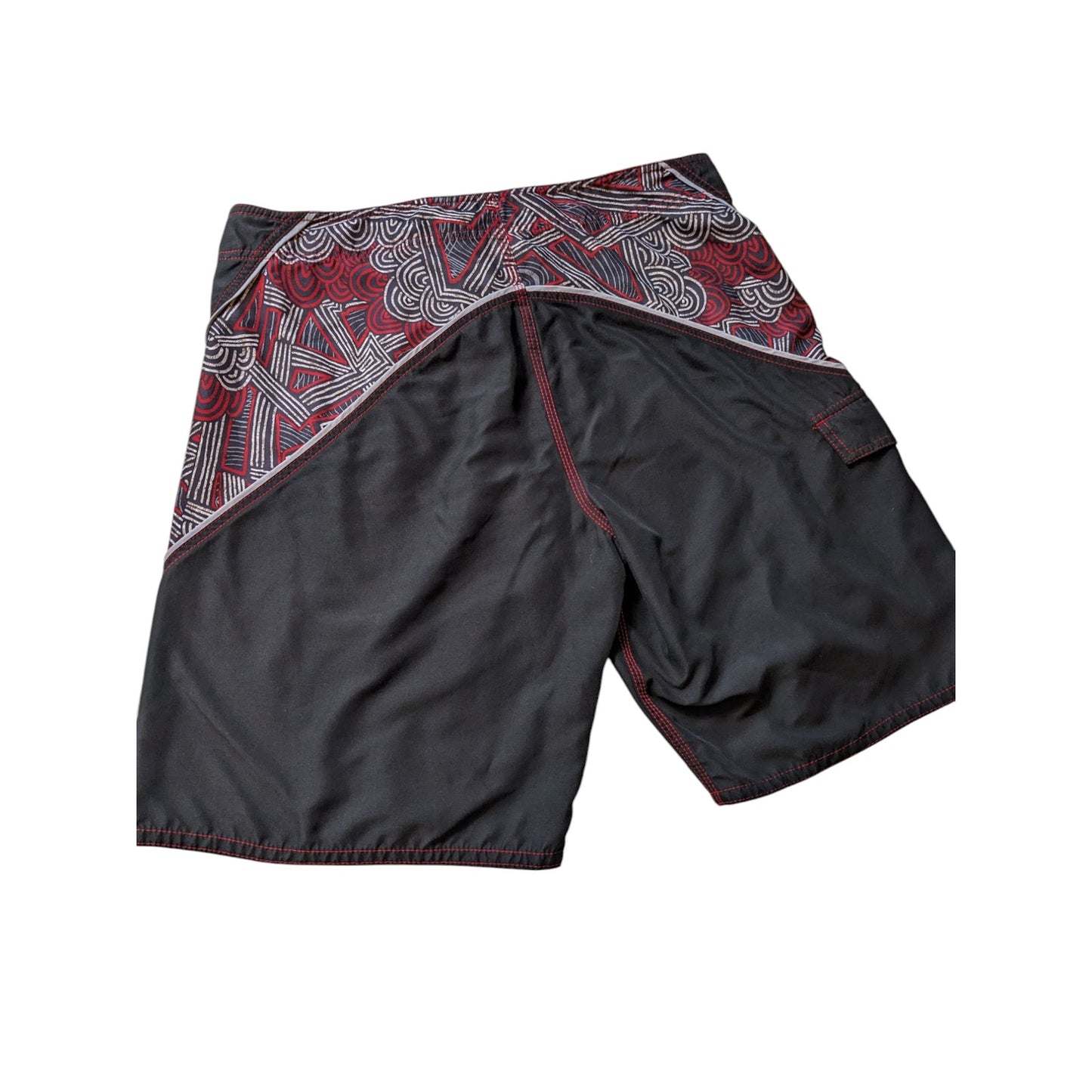 OP Board Shorts Mens 36 Black Red Tribal Print Swim Surfwear Ocean Pacific Beach