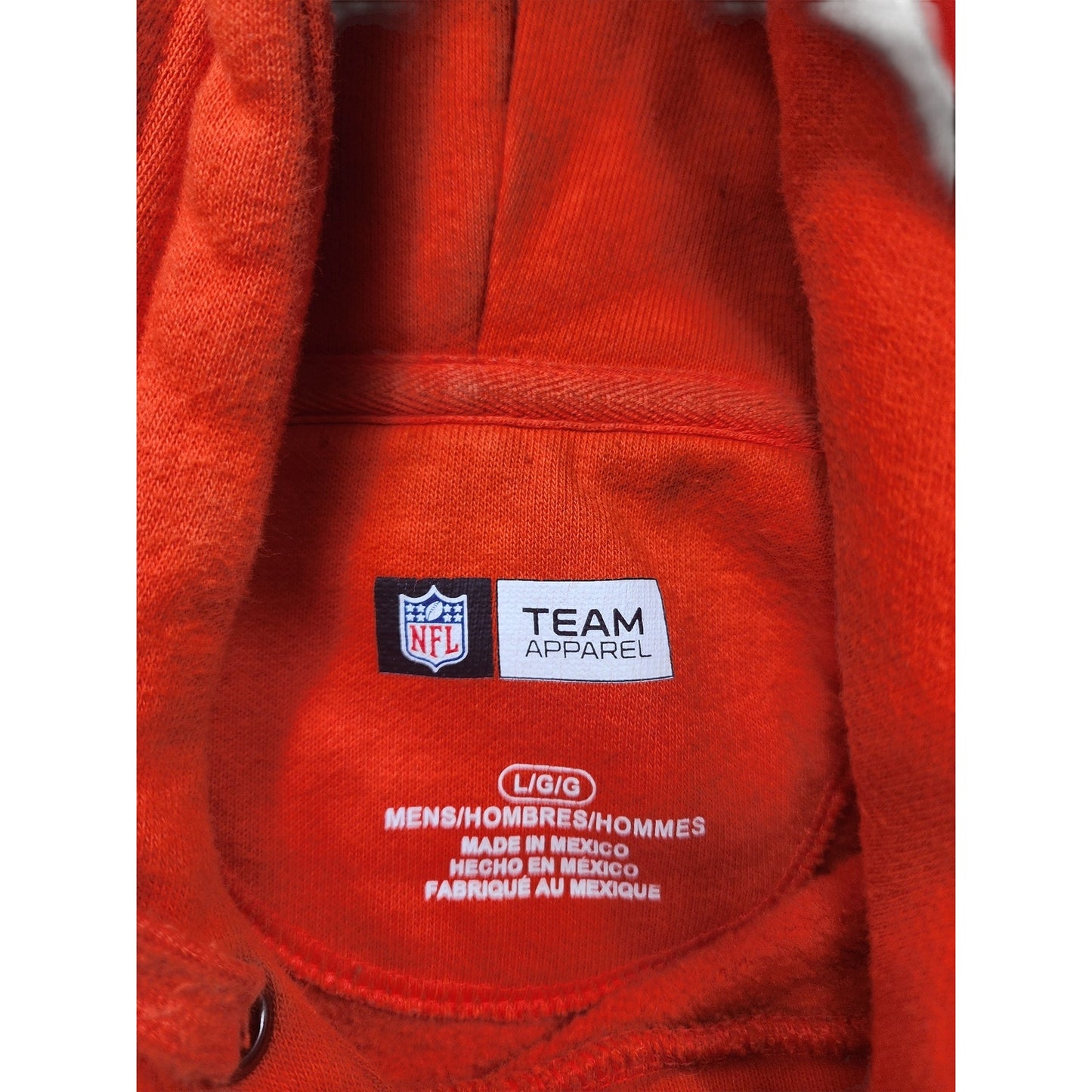 NFL Team Apparel Cleveland Browns Hoodie Mens Large Orange Pullover Sweatshirt