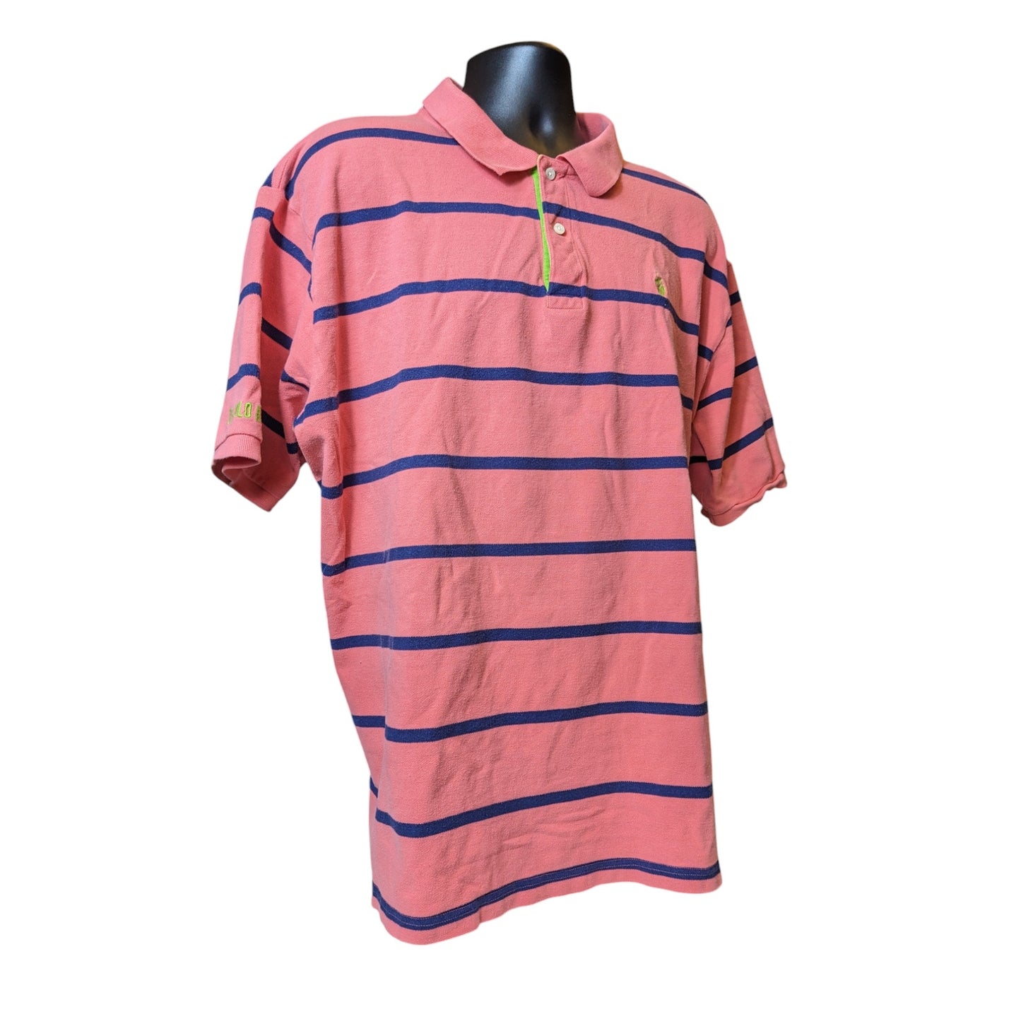 U.S. Polo Assn. Coral Polo Shirt Mens 3XLT Striped Short Sleeve Cotton Classic