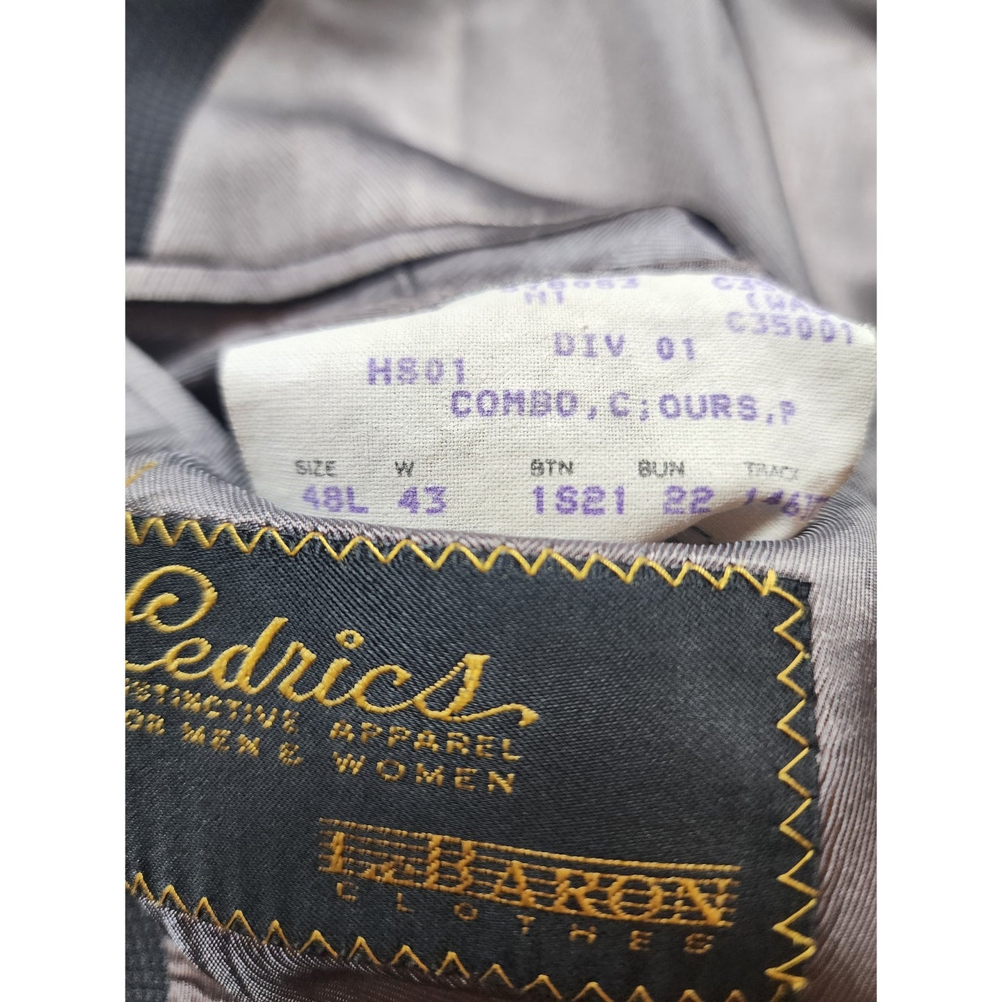 Cedrics Le Baron Blazer 48L Wool Double Breasted Gray Sport Coat Jacket Vintage