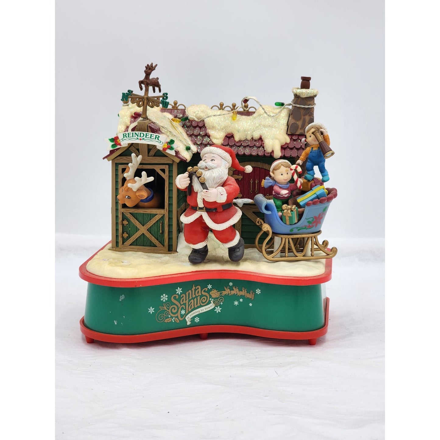 Lustre Fame Santa Claus Coming To Town Animated Music Box Holiday Vintage 1995