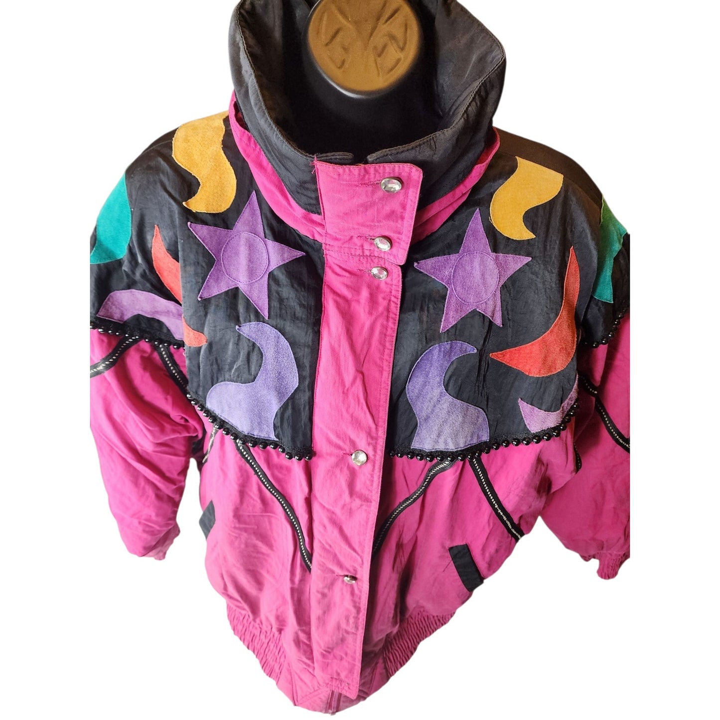Mulberry Street Ski Jacket Womens Medium Colorblock Fleece Winter 80s 90 Vibes