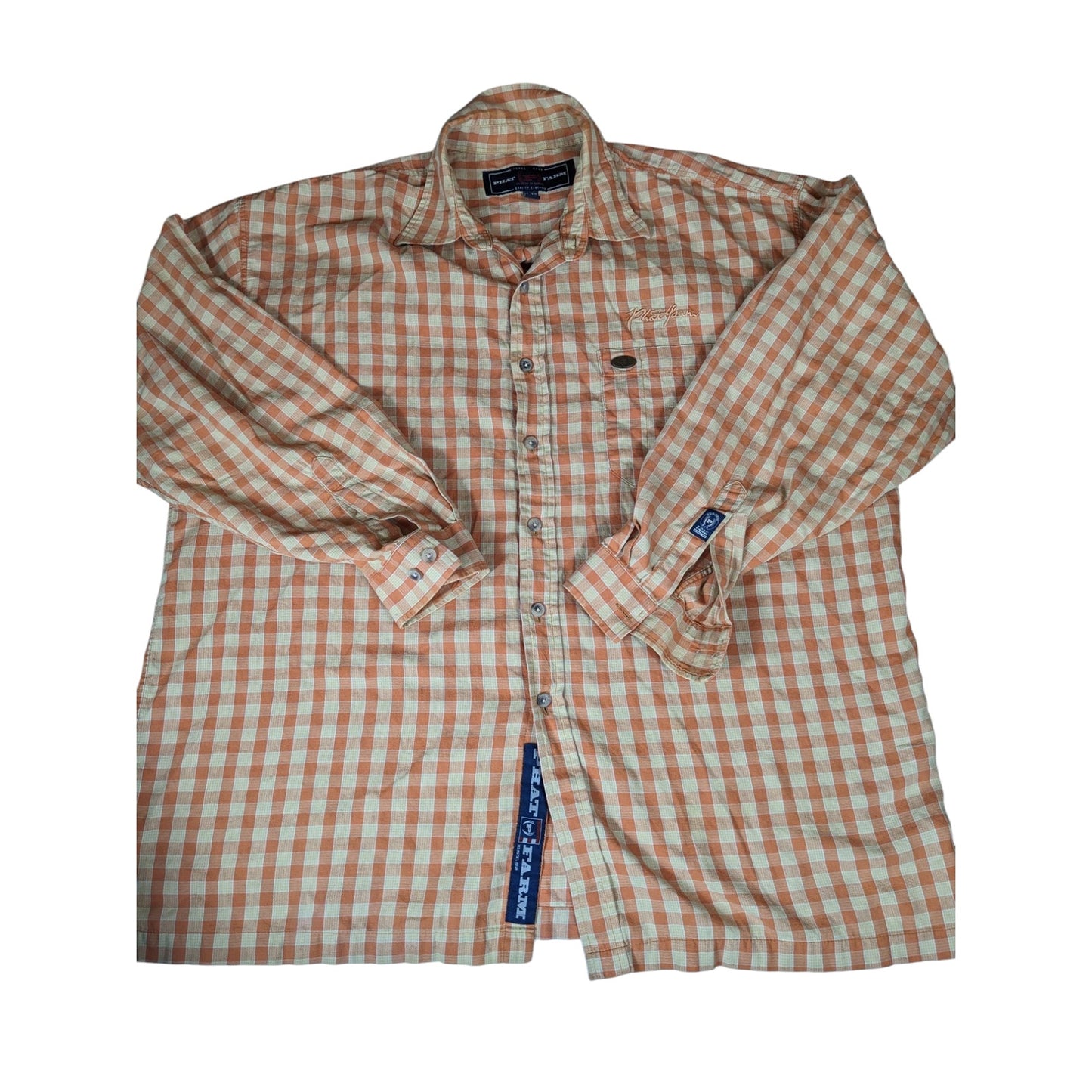 Vintage Phat Farm Shirt Mens XL Button Up Plaid Long Sleeve Checkered Streetwear