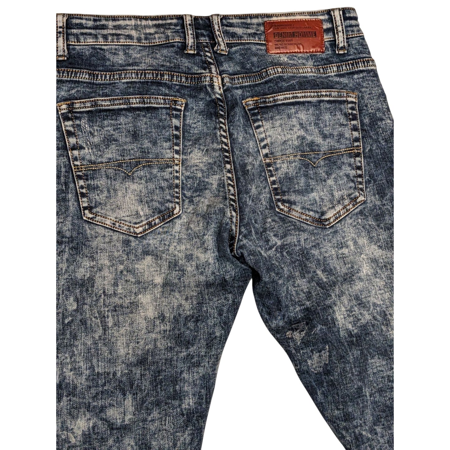 USTORM Jeans Mens Slim Fit 32x32 Blue Acid Wash Distressed Denim Retro Y2K Vibe